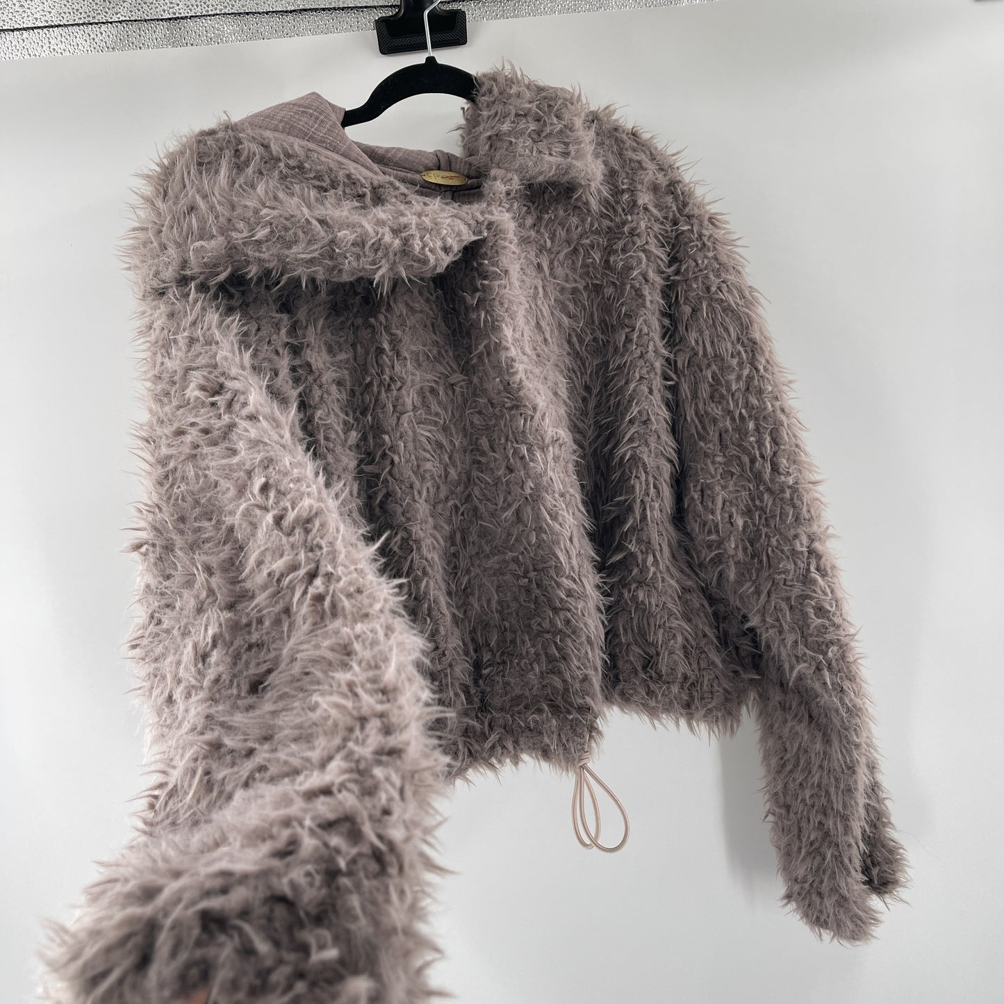 Free People Shaggy Lavender Fur Cropped Jacket (Size M)