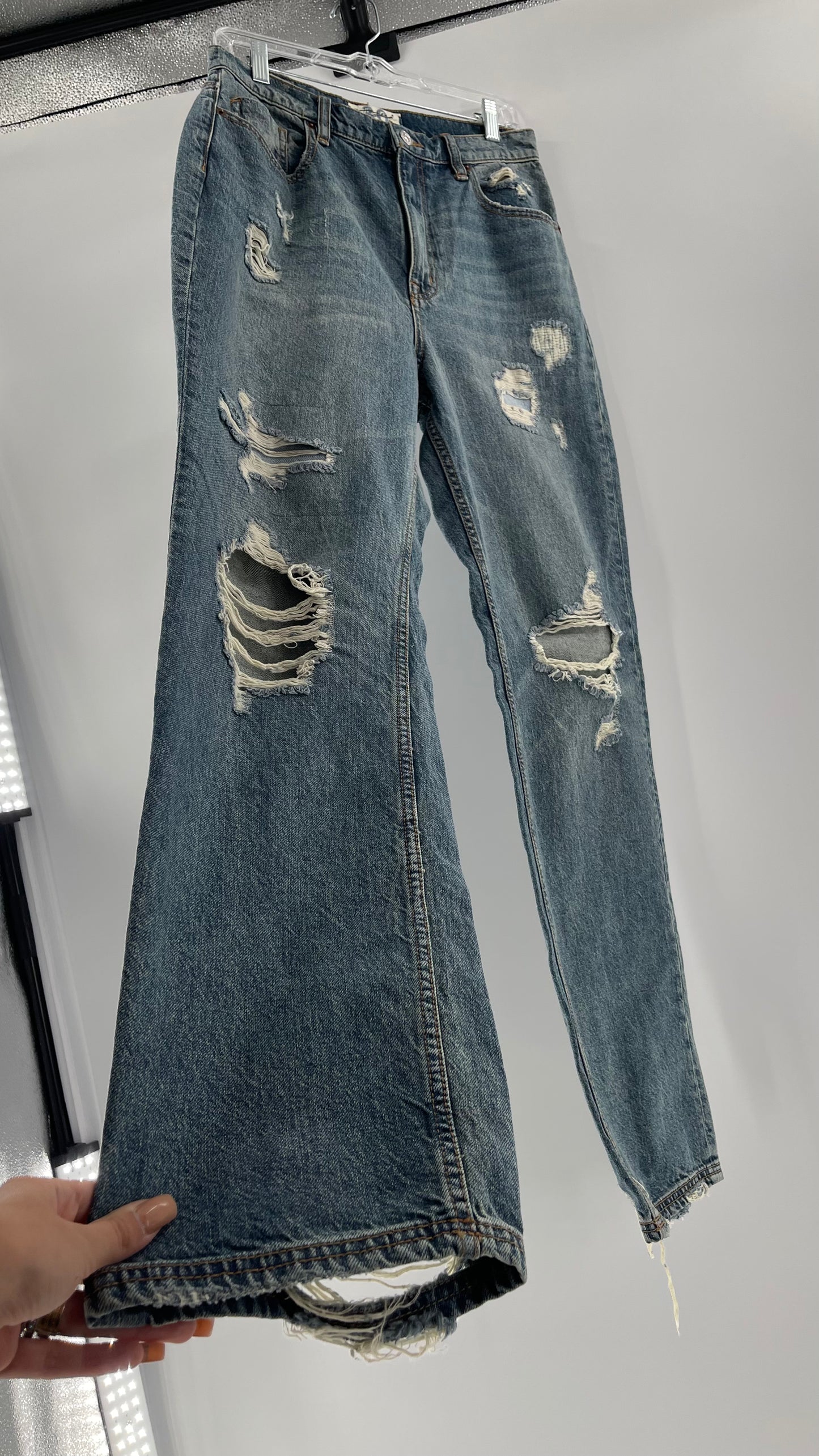 Free People Distressed High Waisted Wide Legs (30)