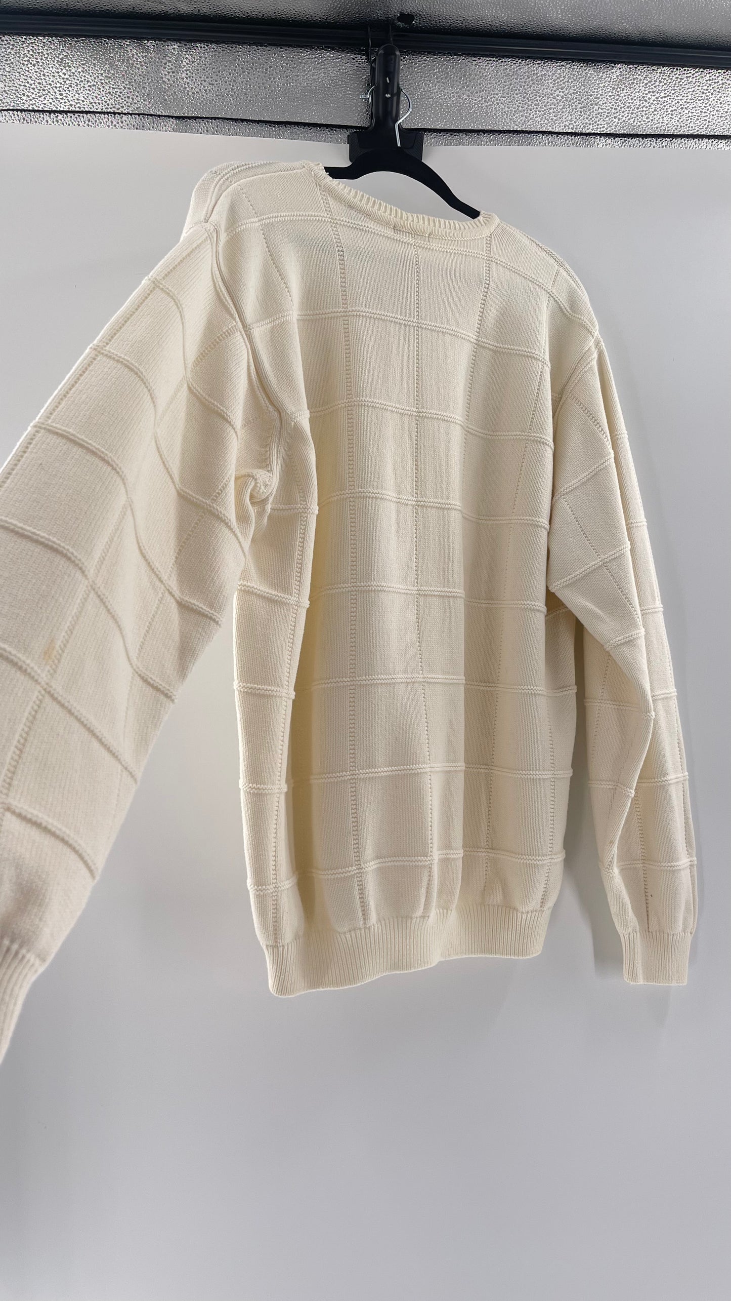 Vintage IZOD Cream Square Stitch Sweater (XL)