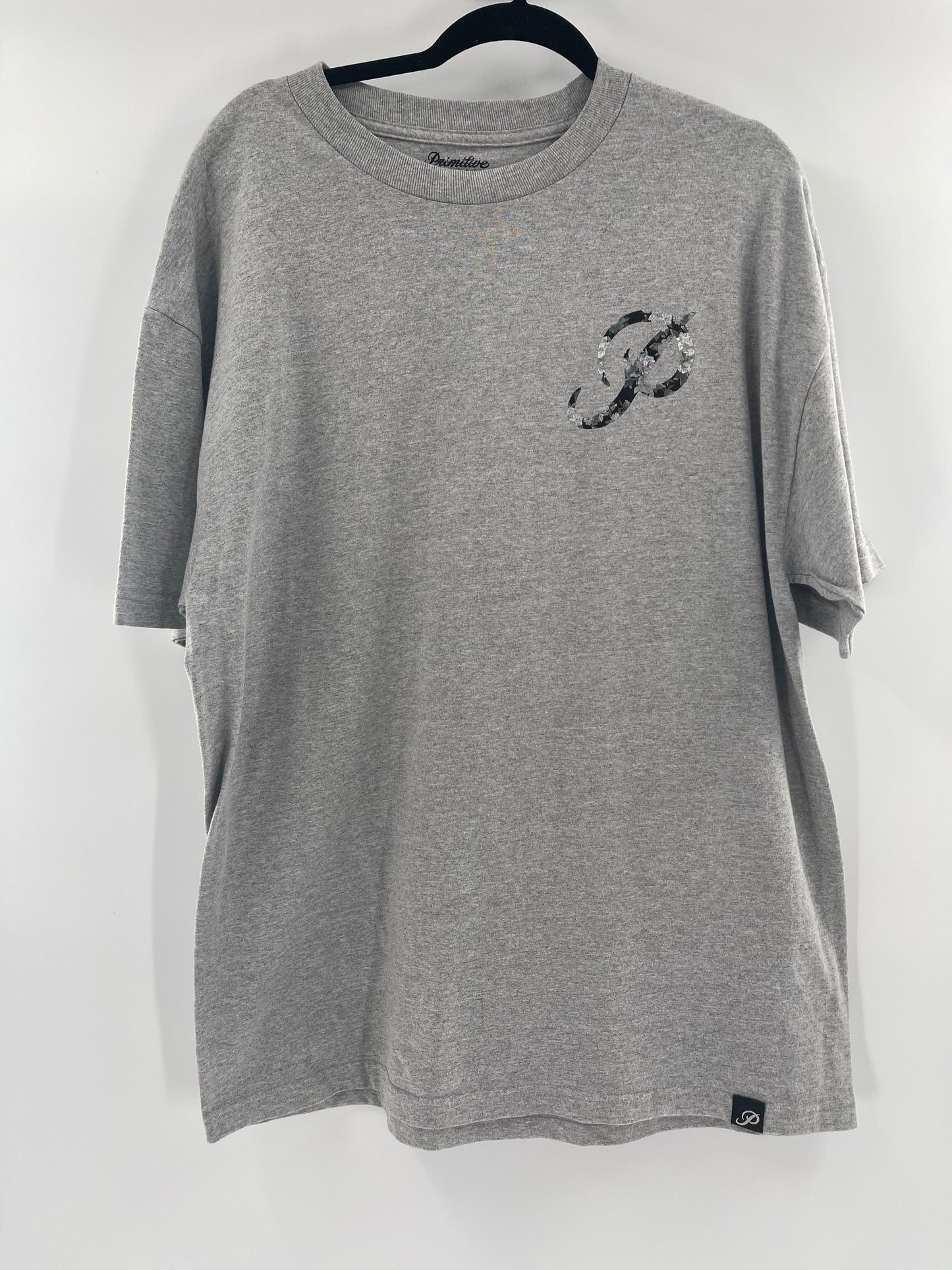 Primitive Light Gray Short Sleeve T-Shirt With “P” Logo (Size XL)