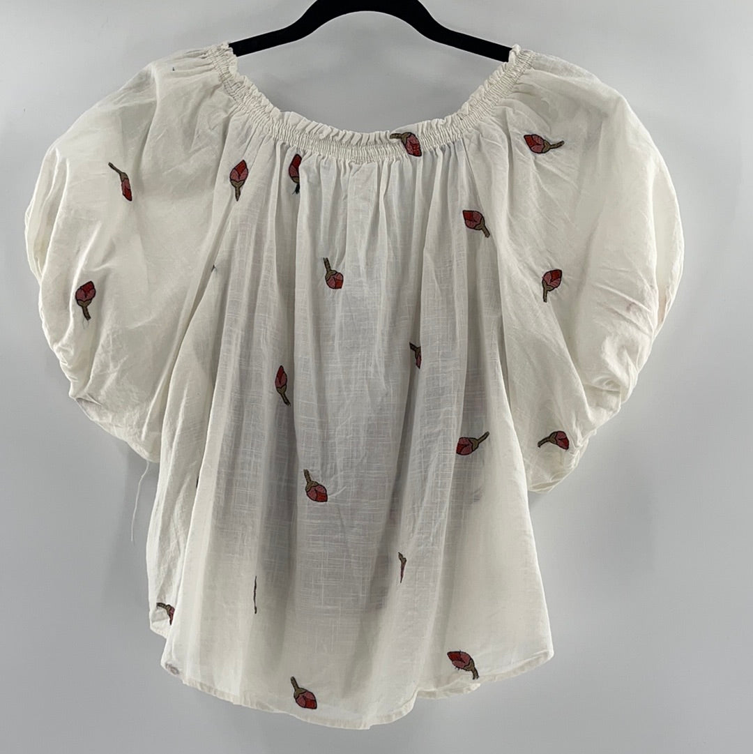 Free People Cotton Embroidered Short Sleeve (S)