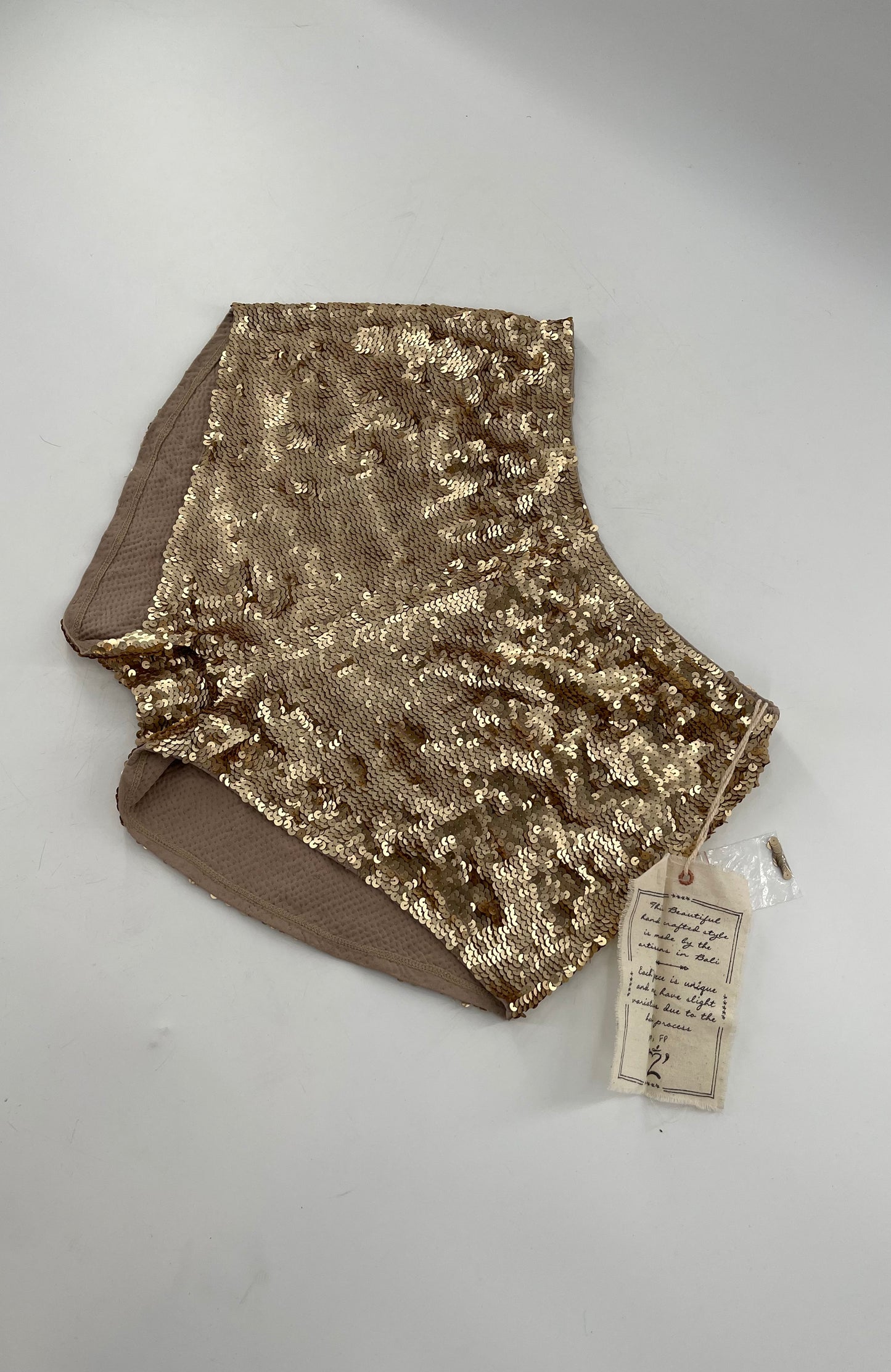 Free People Gold Sequin Shorts Size 2