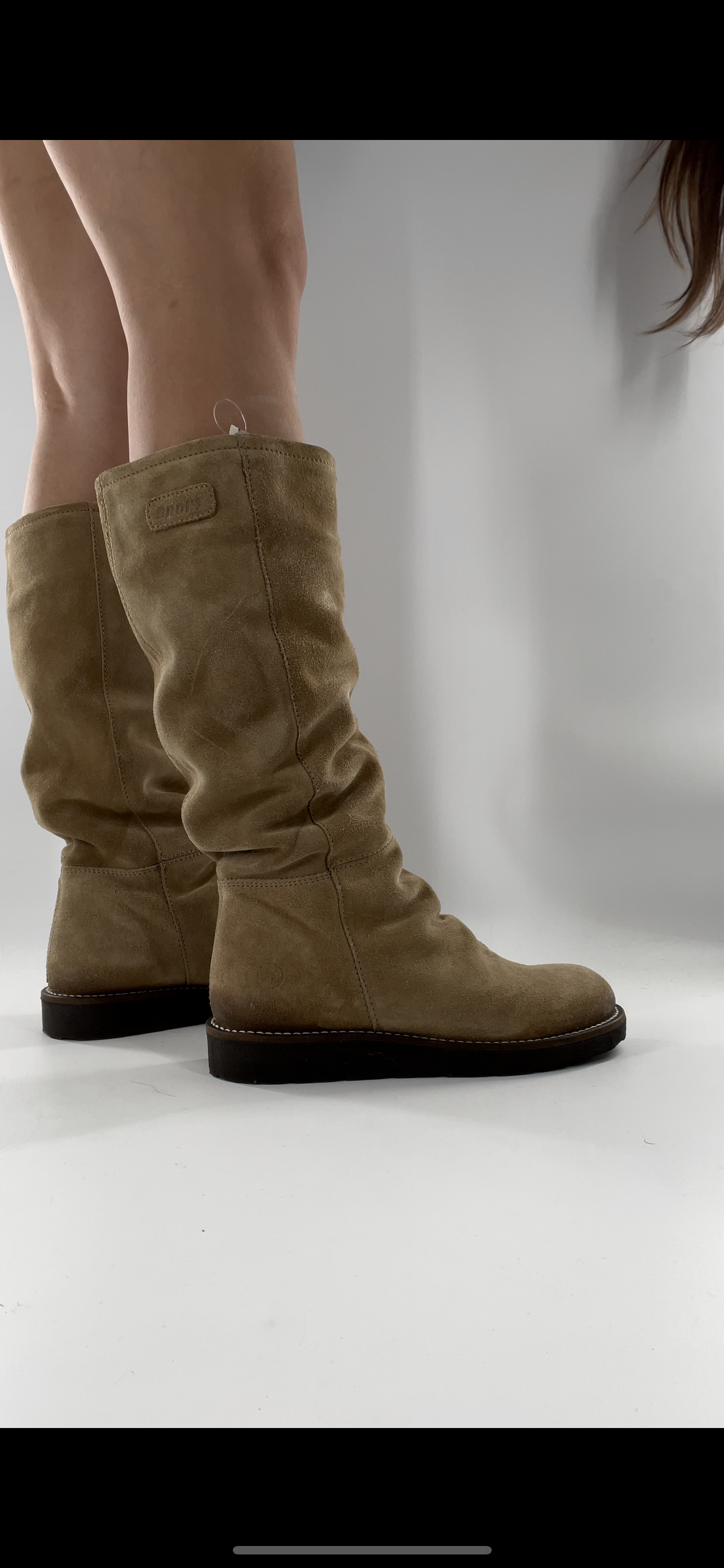 BRONX SO TODAY - Suede Shearling Inside Light Beige Knee High Boots - Size 39