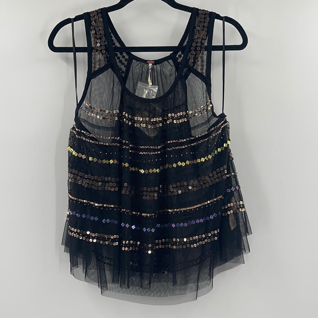 Free People Mesh Embellished Tank (S)