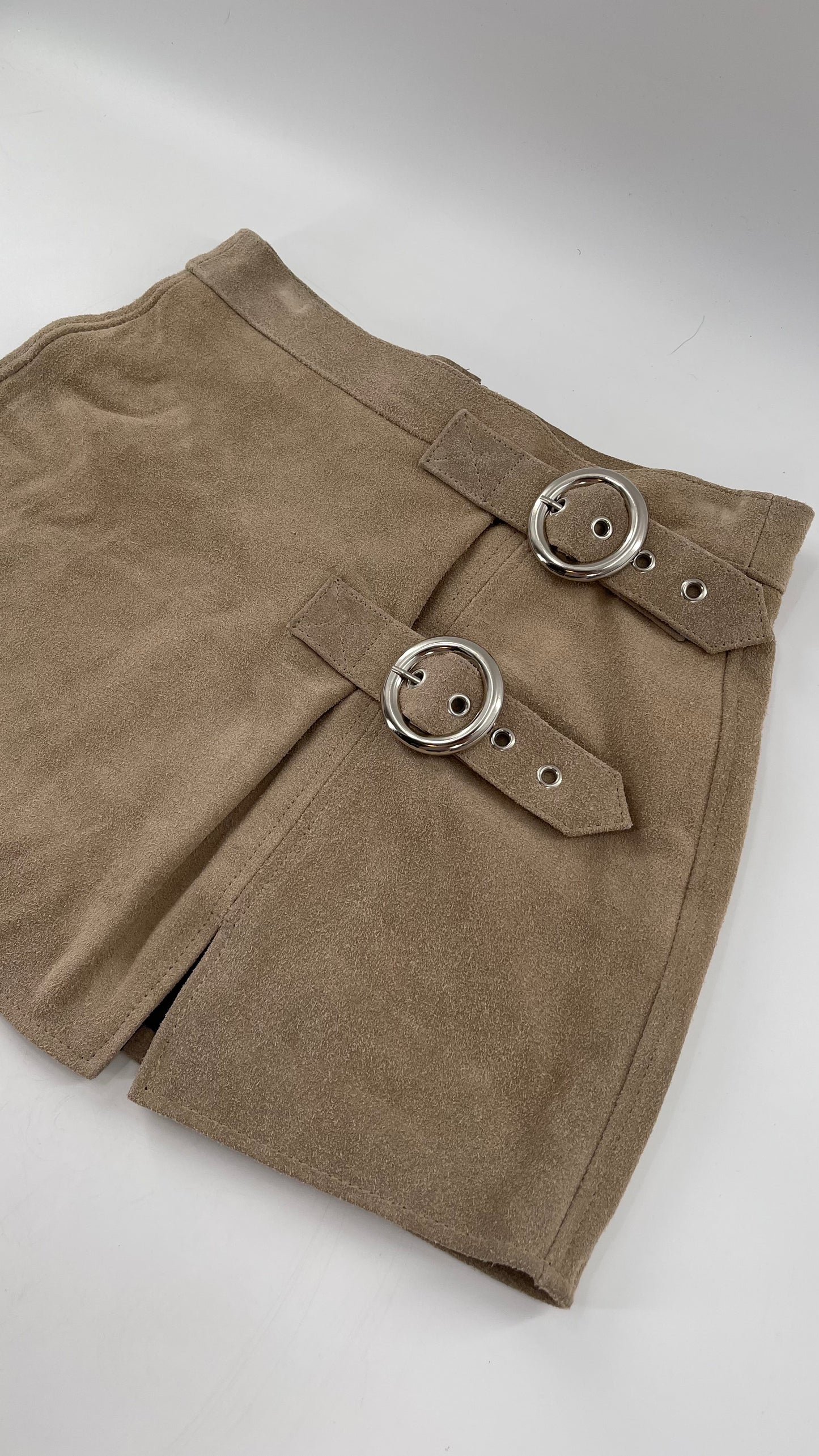 Free People Understated Genuine Suede Light Tan