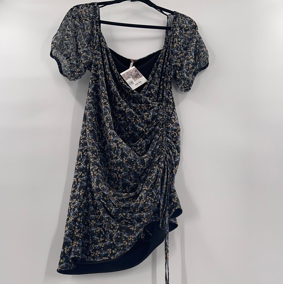 Free People Blue Floral Dress (Large)