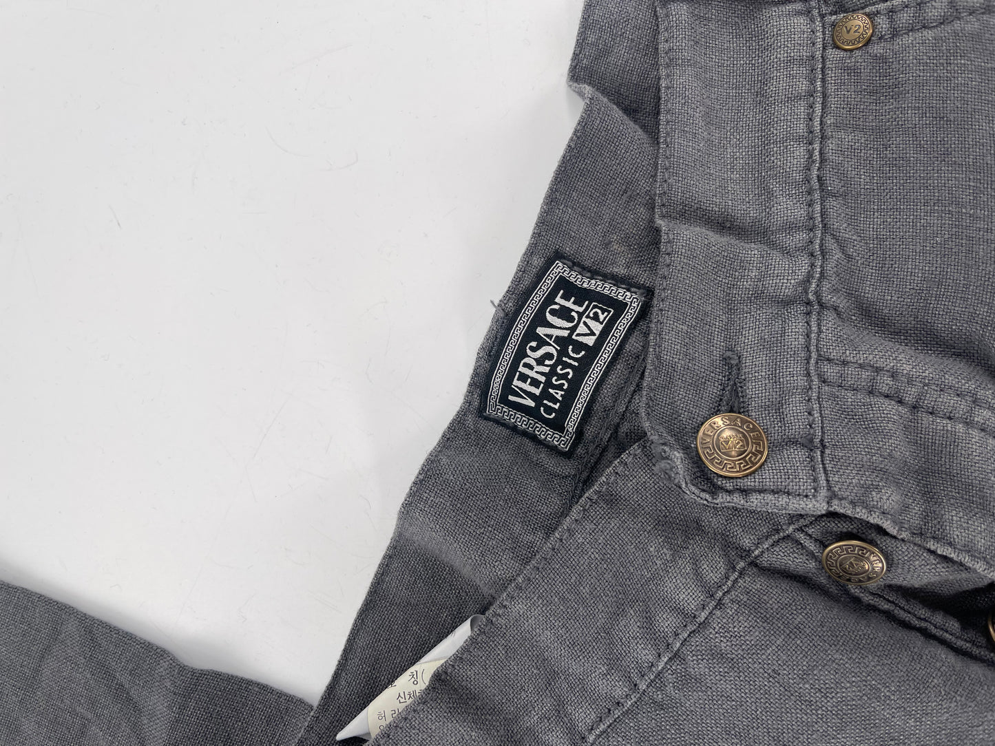 Versace 100% Linen Grey Straight Legs (Sz 40)