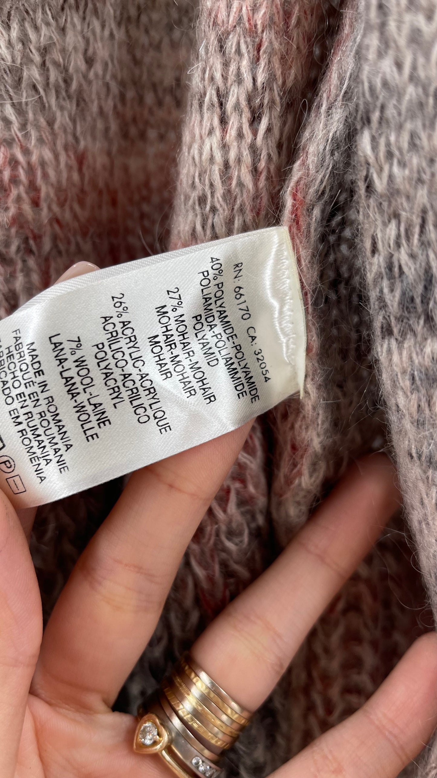 Anthropologie Knitted + Knotted Grey Pink Cardigan (small)