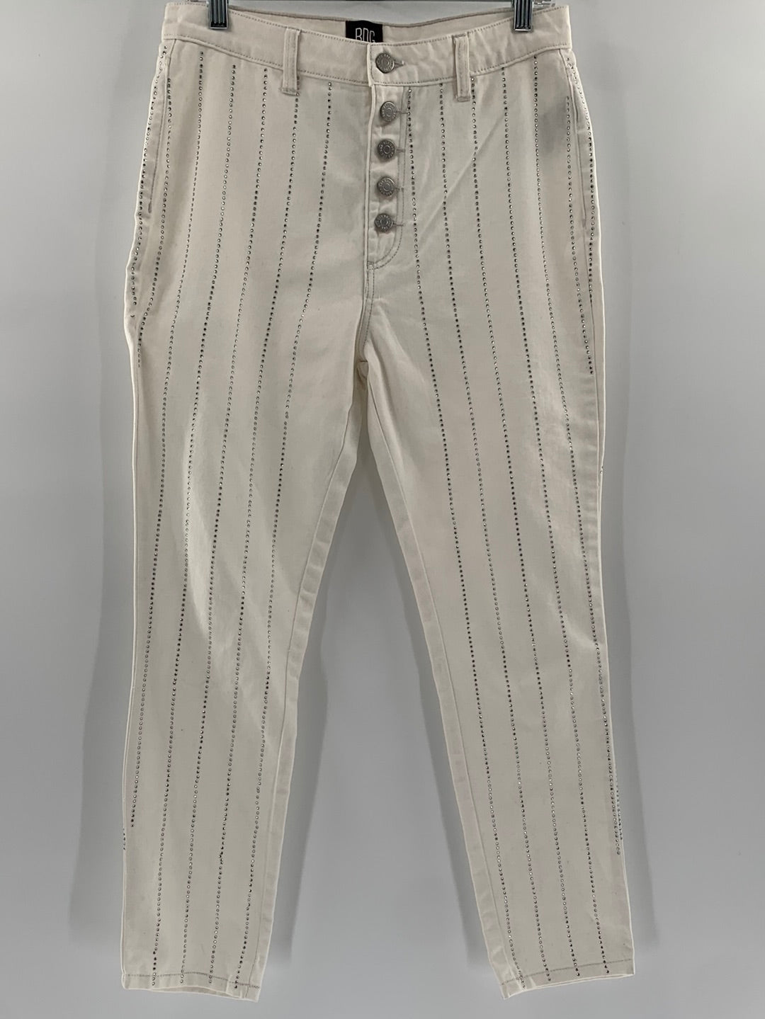 BDG/Urban Outfitters White Button Up Vertical Rhinestone Striped Jeans (Size 28)