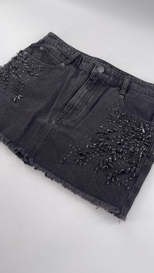 Free People Crystal Beaded Mini Skirt Size 6