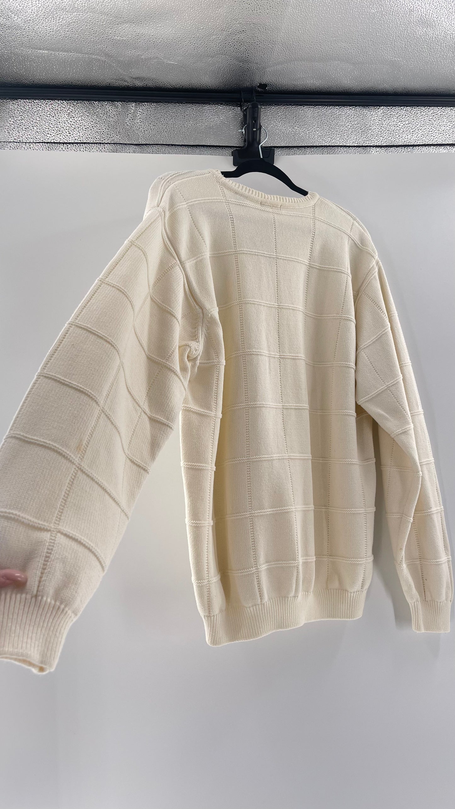 Vintage IZOD Cream Square Stitch Sweater (XL)