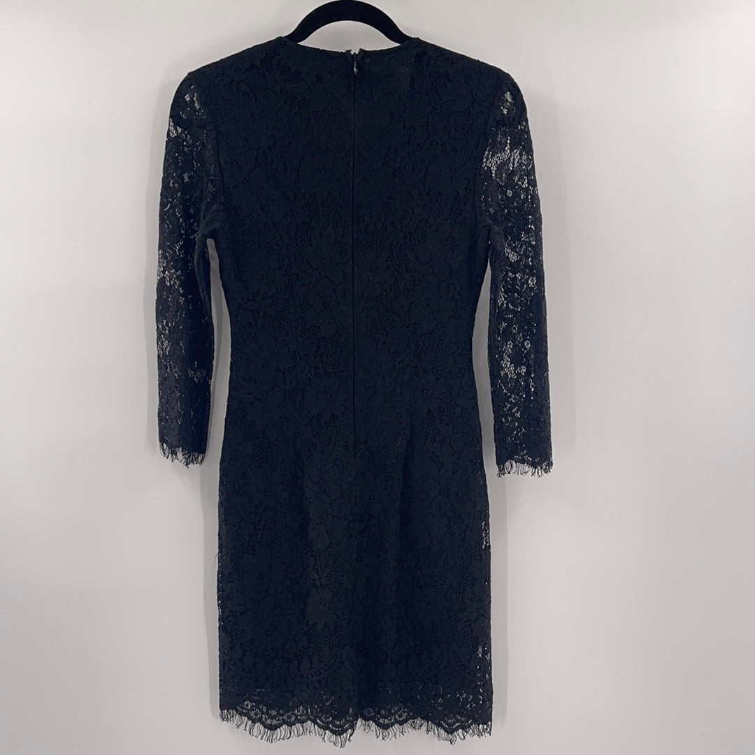 Black Lace, Tie Up Mini Dress (Small)