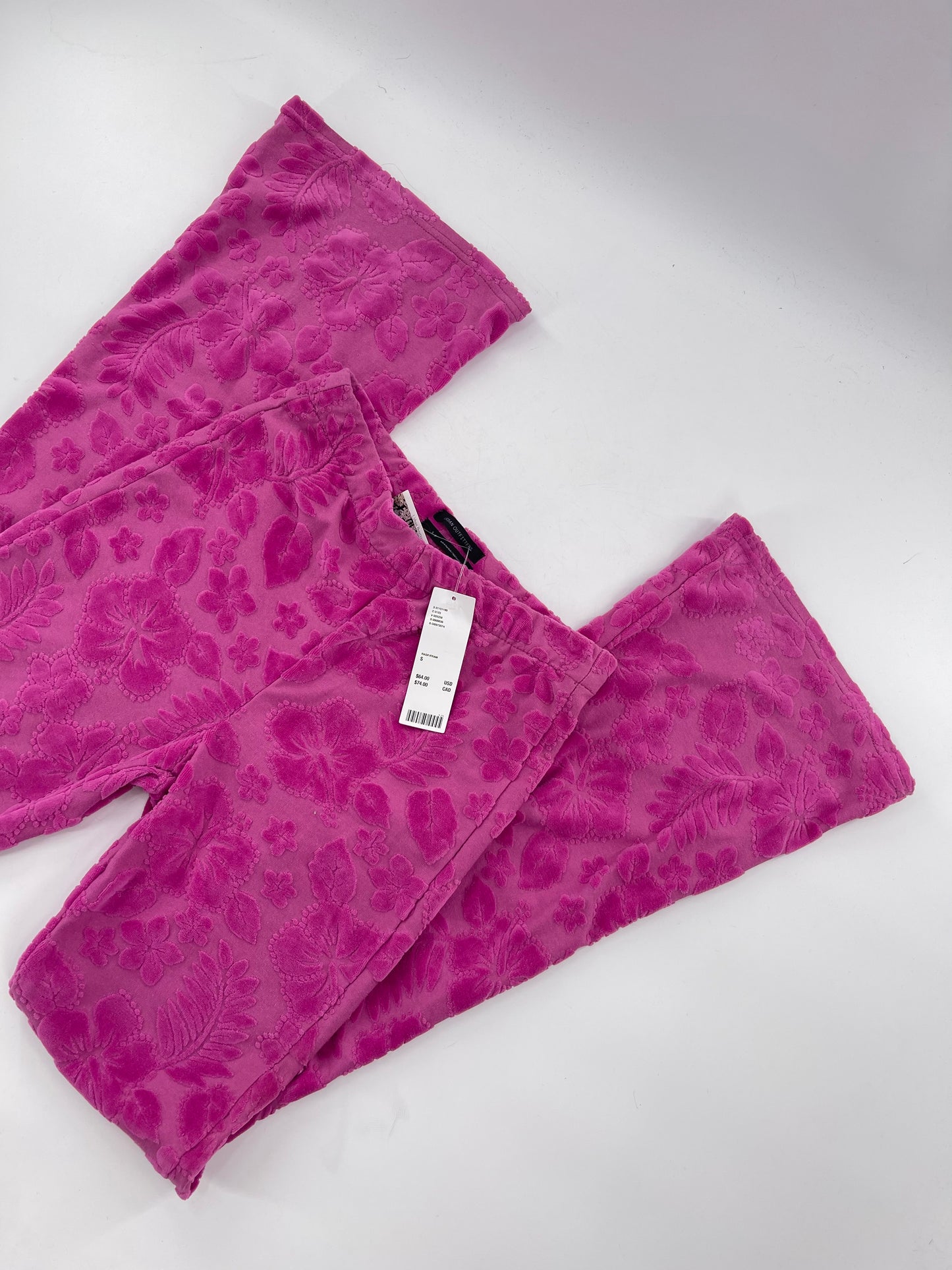 Urban Outfitters Purple/Pink Raised Chenille Floral Flares (Small)