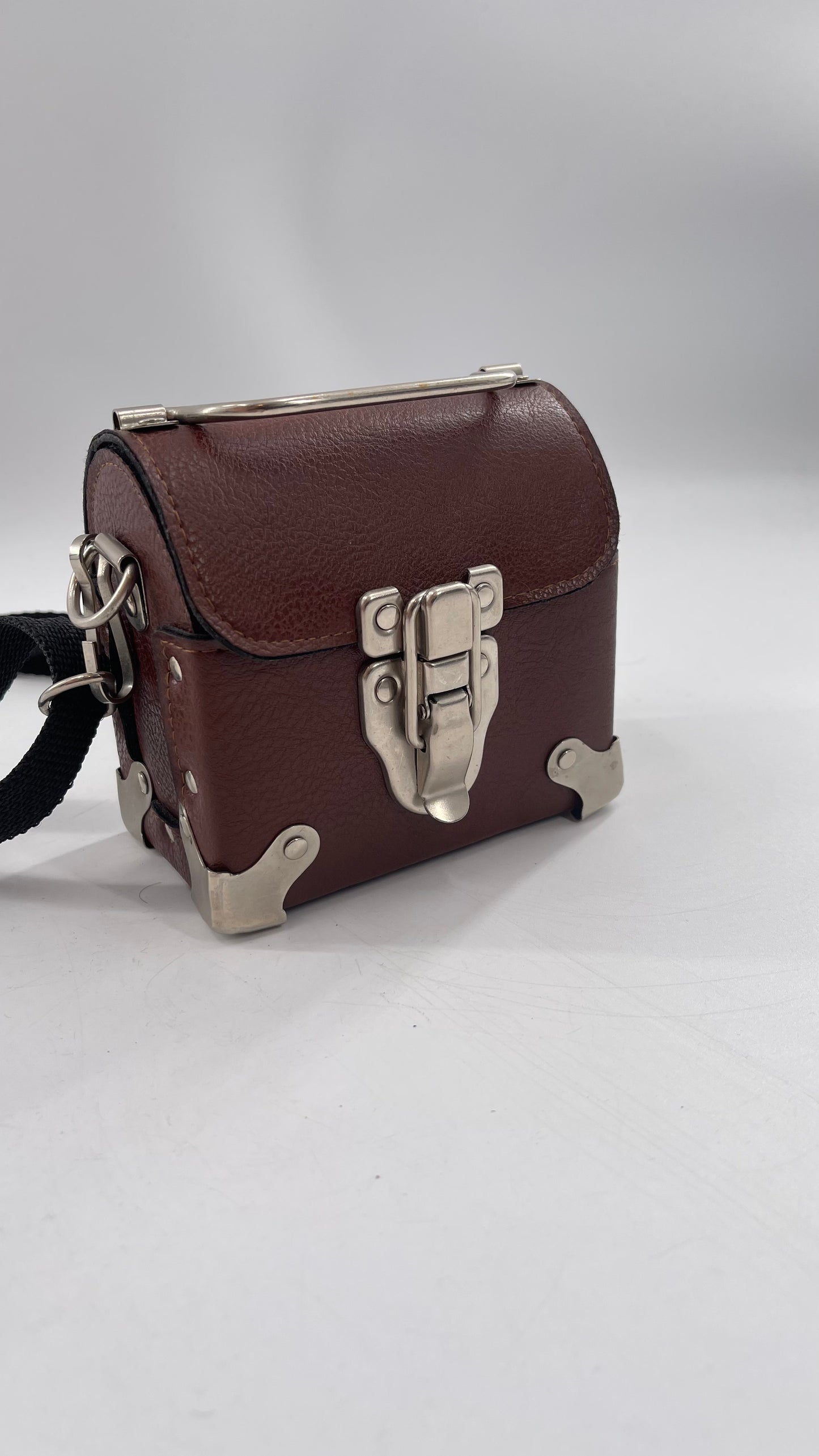 Vintage US Made Brown Leather Trunk Purse