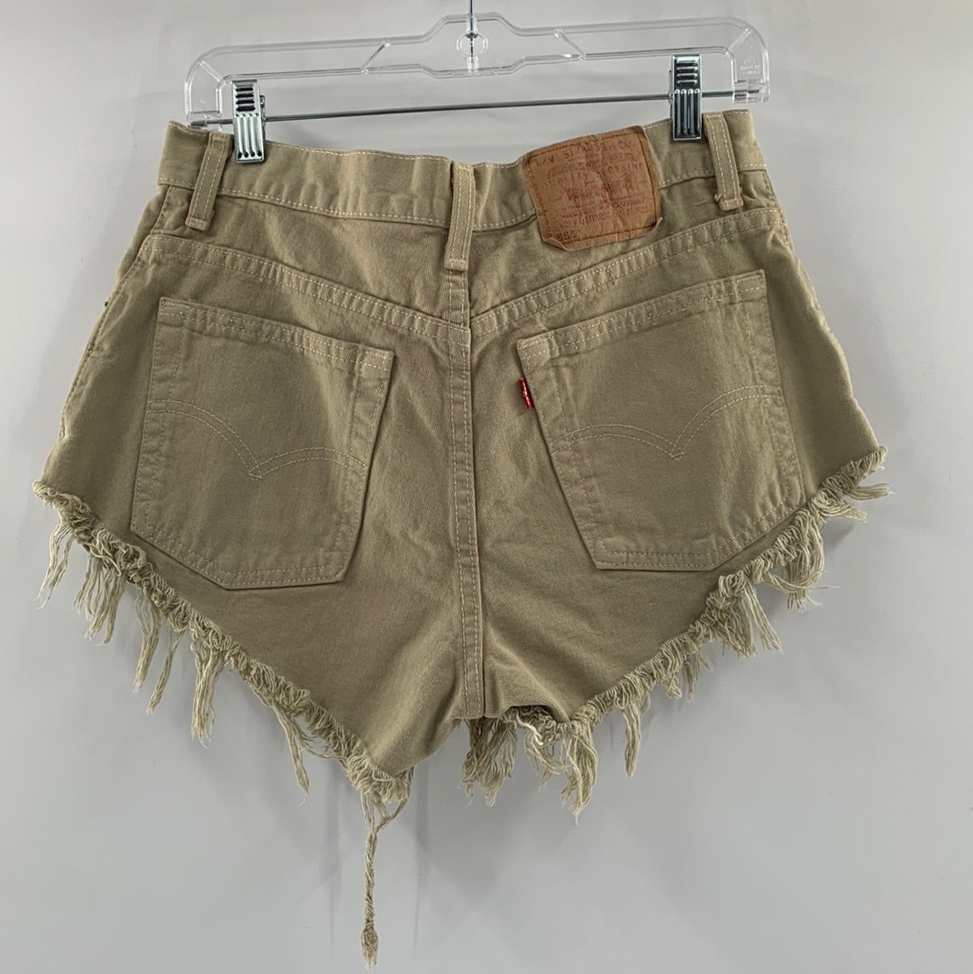 Vintage Frayed Levi 555 Shorts - Distressed Hem (Size Guys Fit 12)
