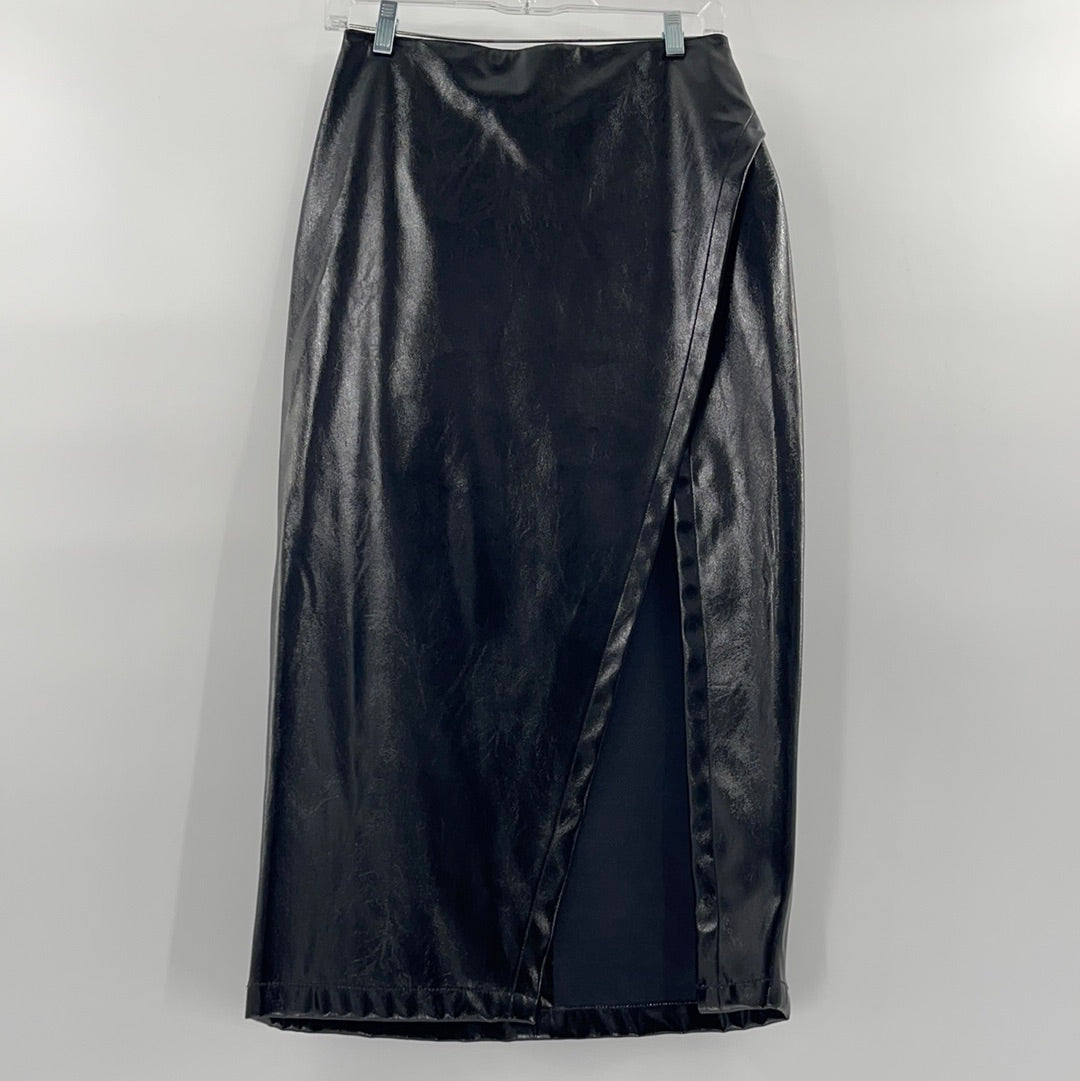 Capulet Free People Black Vegan Leather Mid Calf Front Slit (Size XS)
