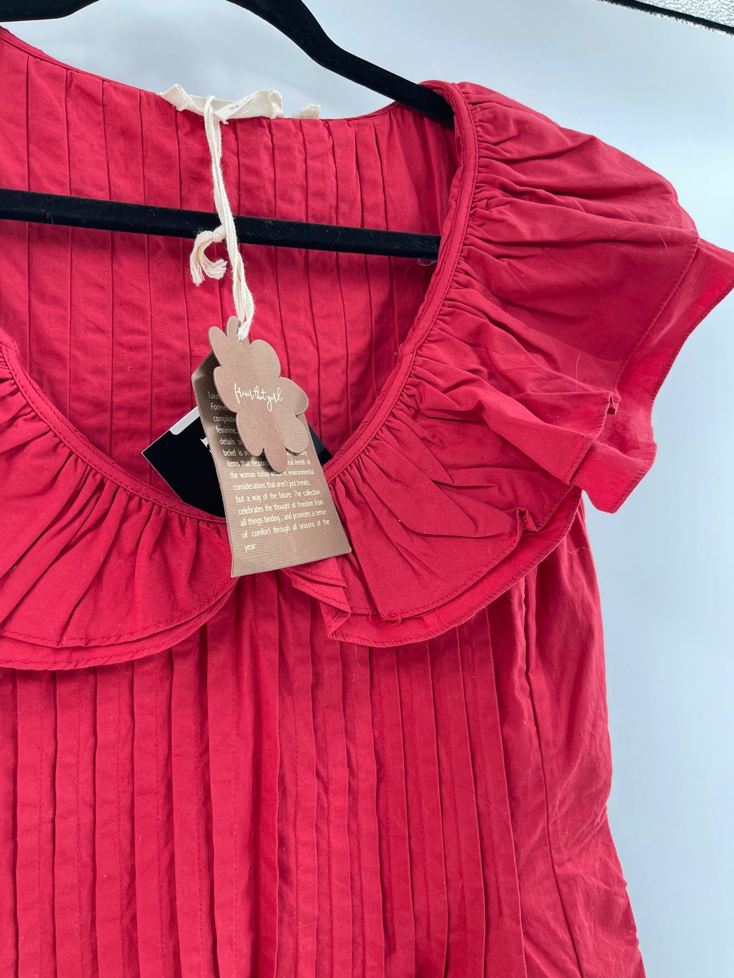 Anthropologie Forever that Girl Red Ruffle Pintuck Tank(XS)