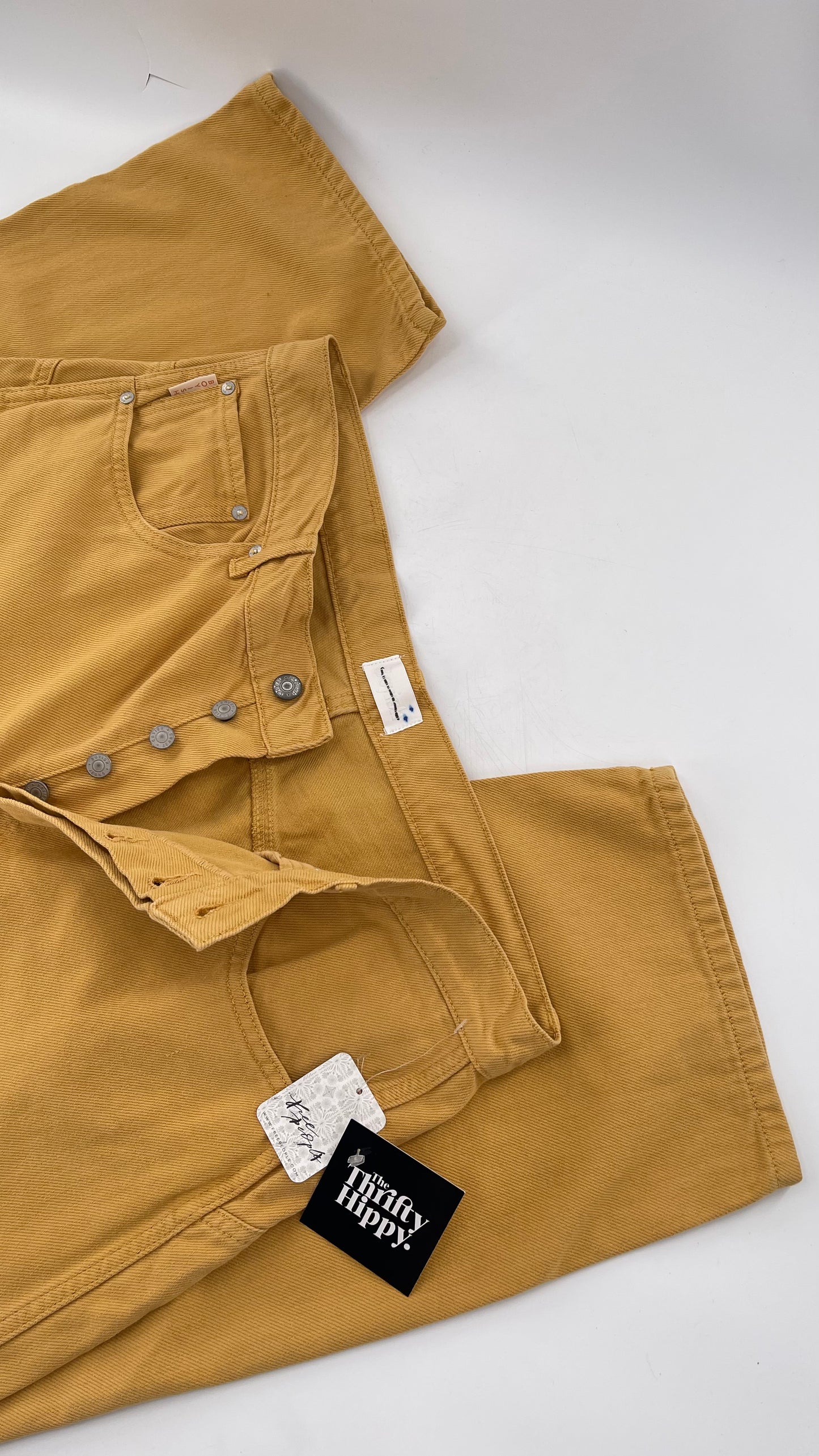 BOYISH Free People Mustard Yellow Straight Leg Jeans (32)