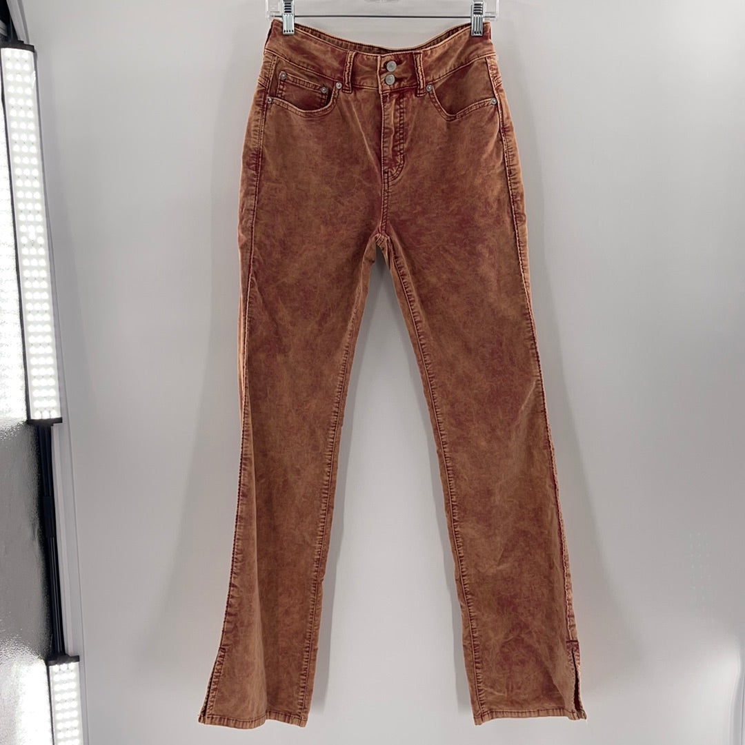 Free People Acid Washed Salmon Ankle Slit Jeans (Size 27)