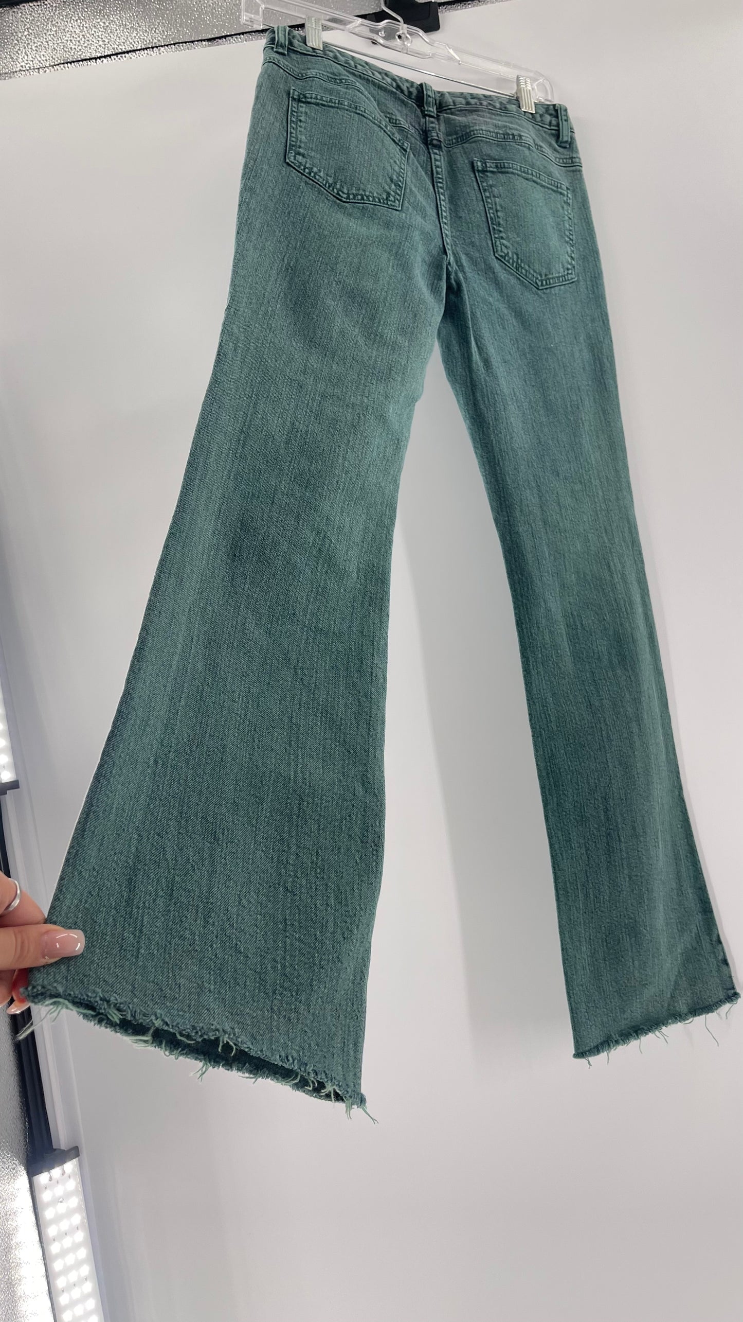Jeanology Mid Rise Faded Teal Straight Legs (4)