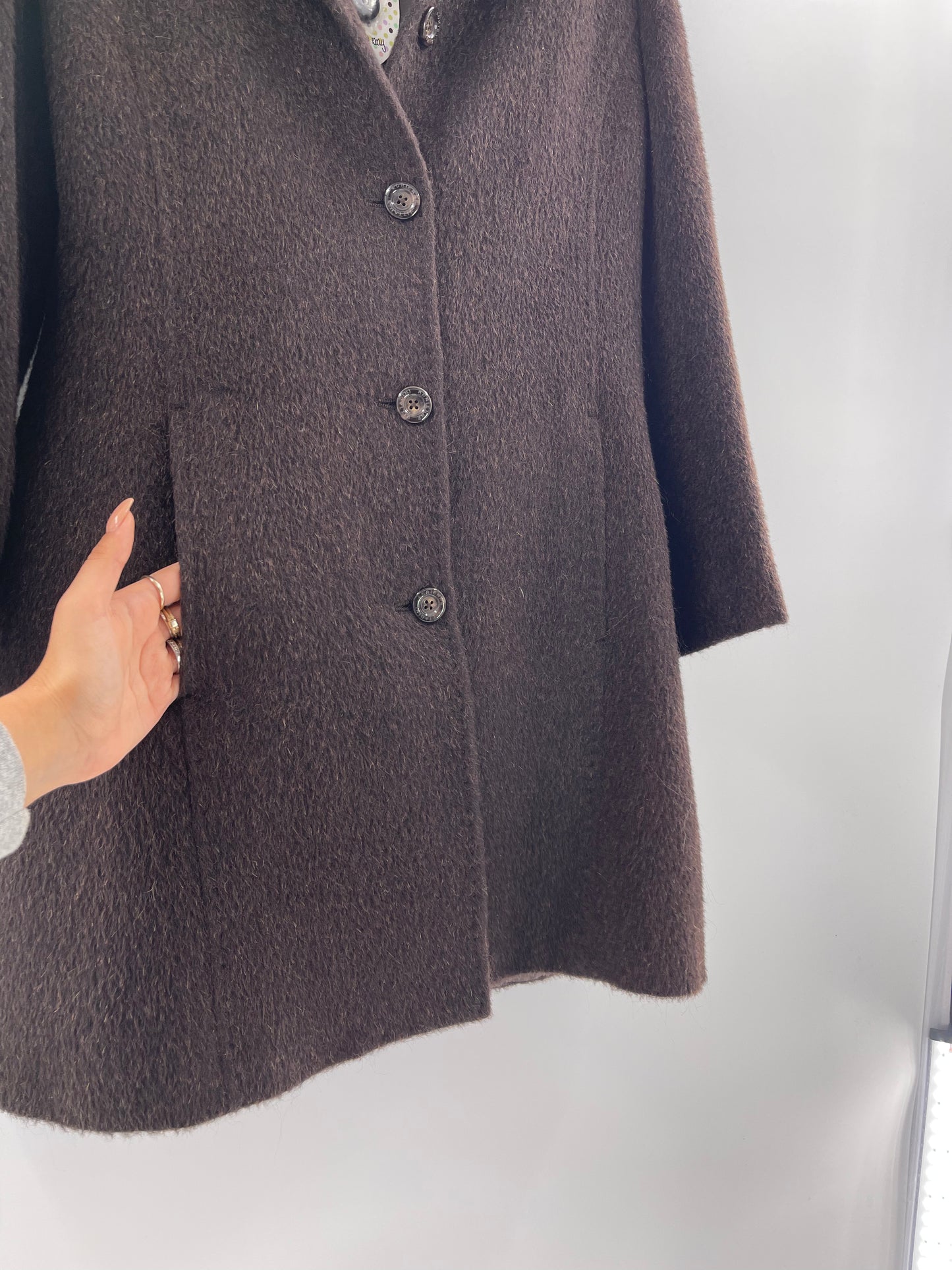 Adrienne Vittadini Brown Wool Coat (Size 8)