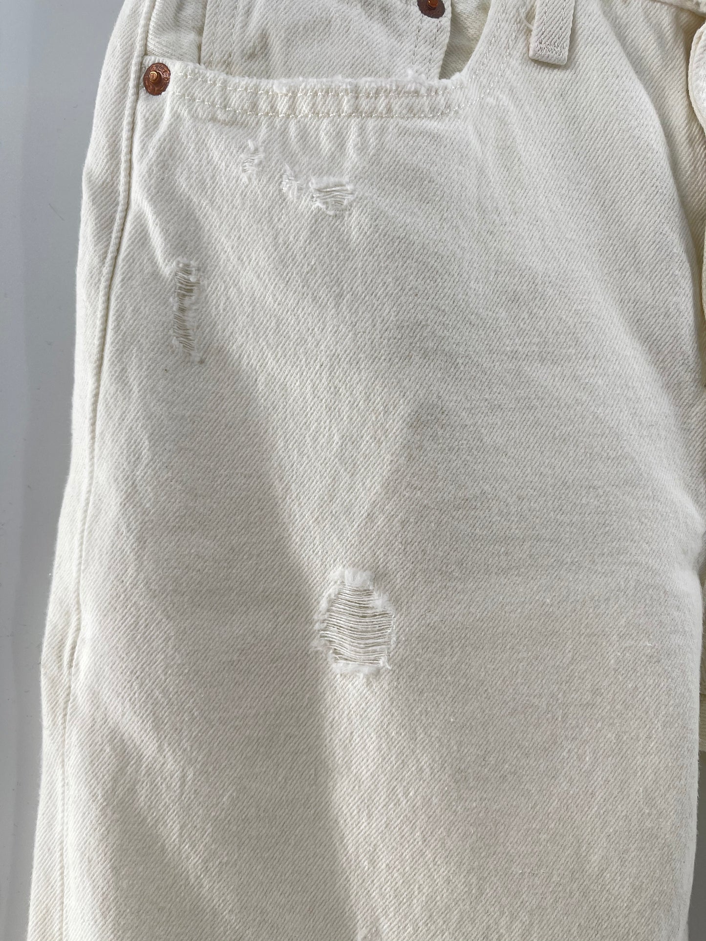 Levi Strauss 501’s White Ripped Jeans (Size S)