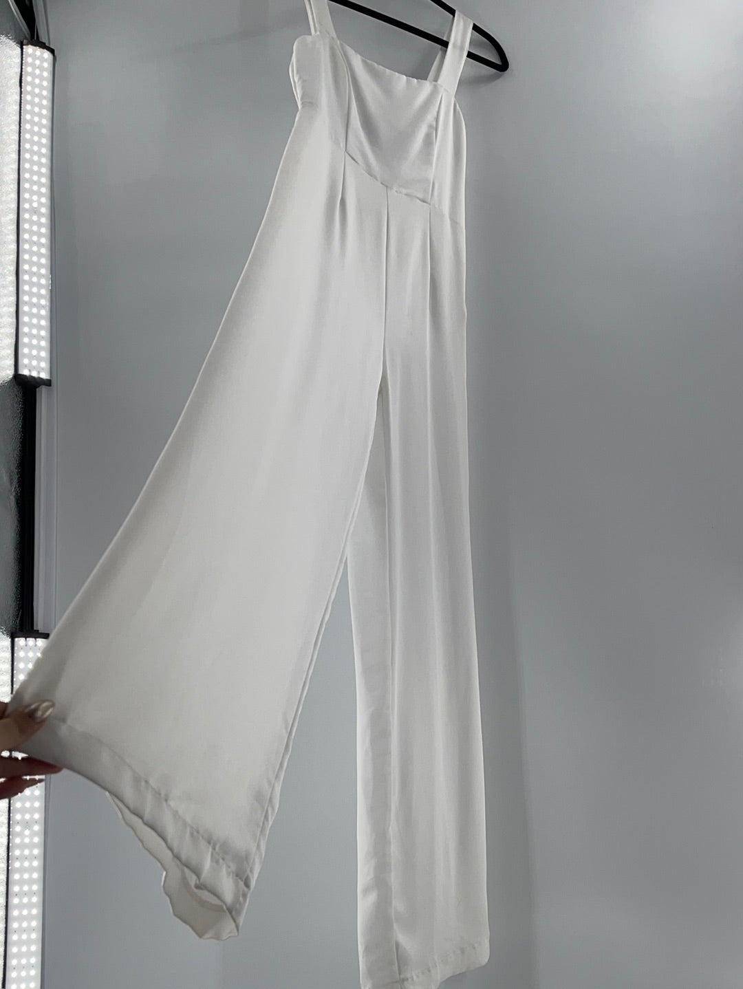 Silence Noise - Urban Outfitters - White Satin Sleeveless Jumpsuit (Size 2)