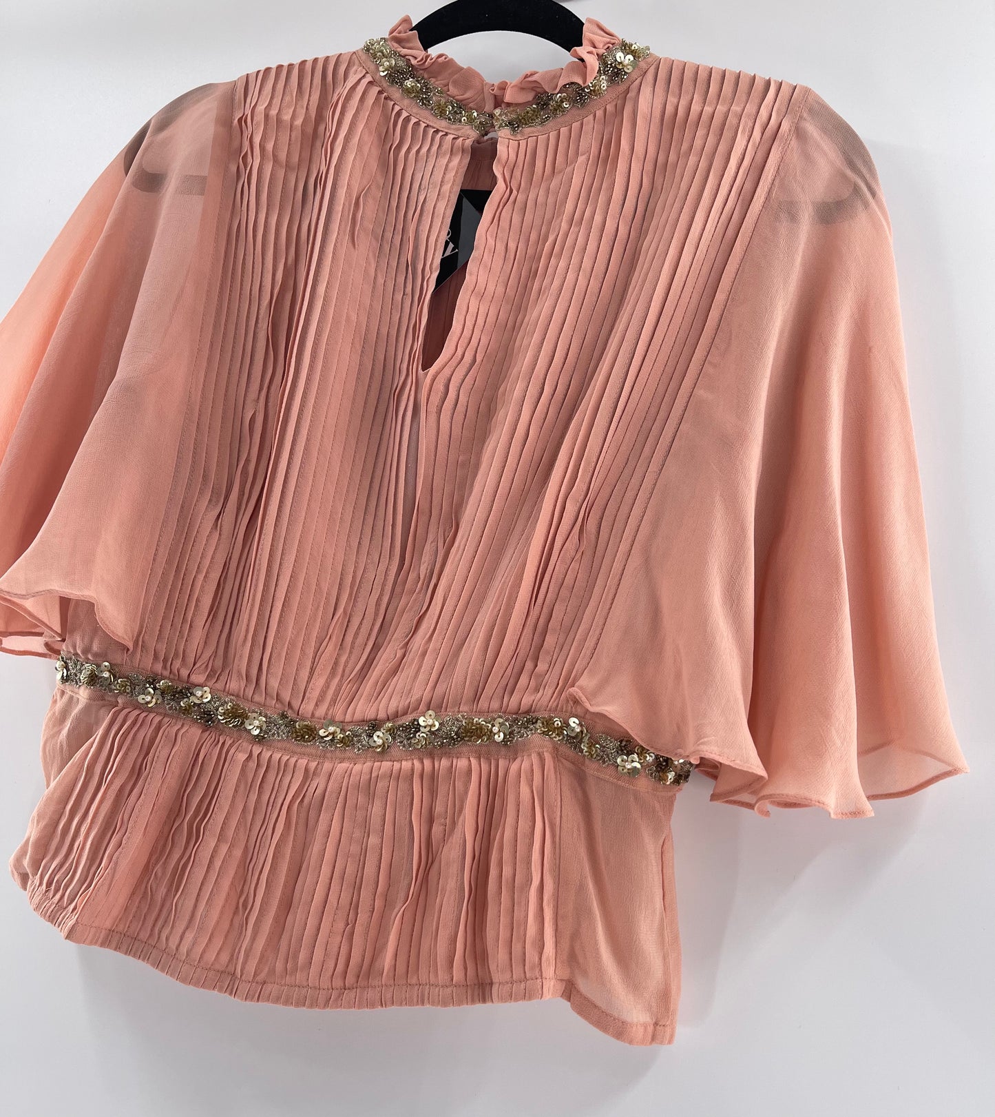 Varun Bahl Dusty Pink Pleated + Embellished Top (Small)
