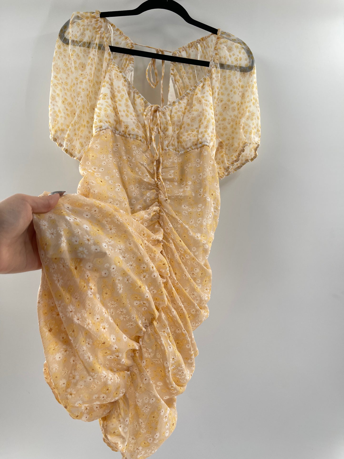 Free People Tessa Ruched Daisy Dress (Large)
