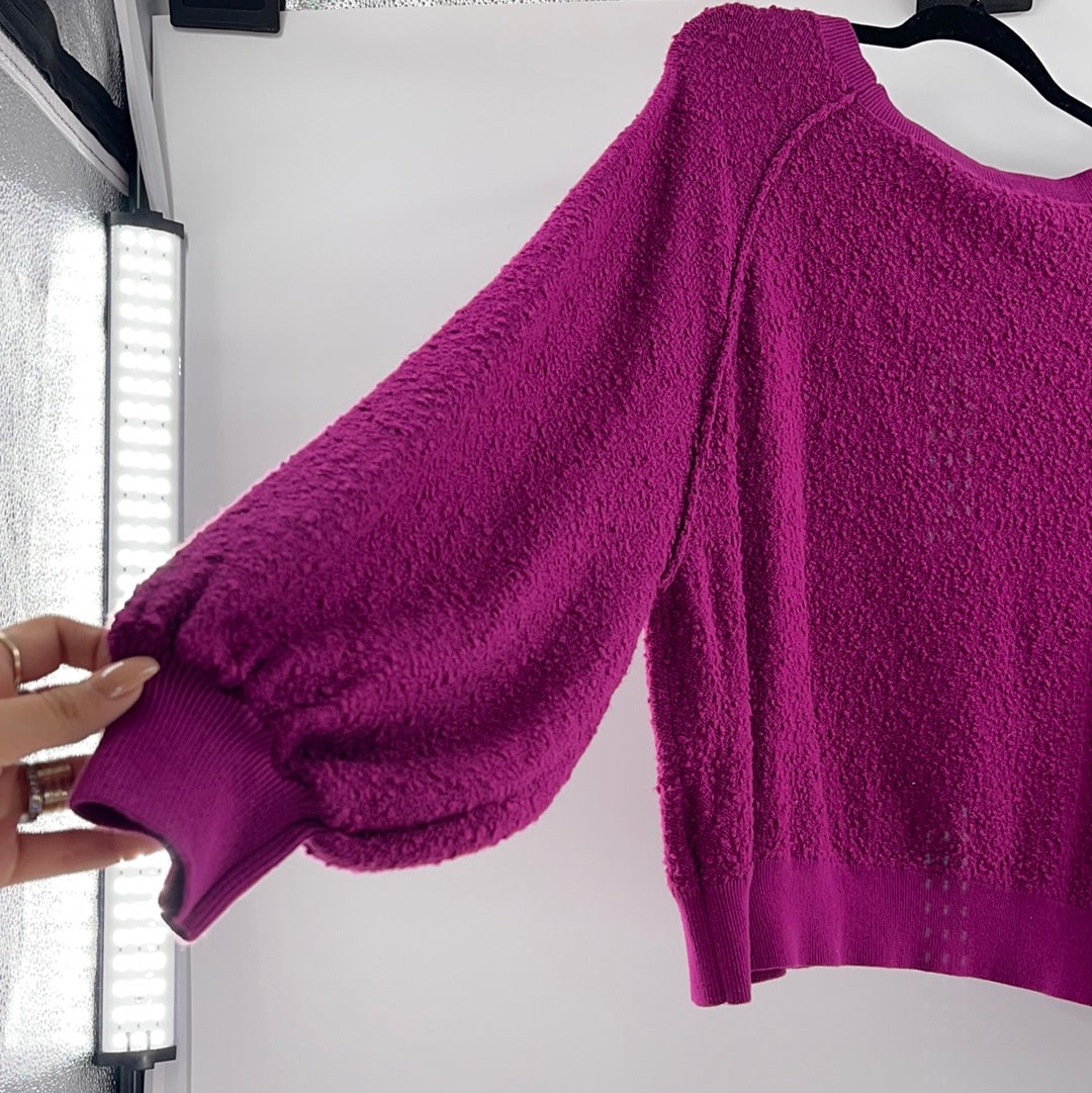 Free People Fuchsia Cropped Sweater (Size Small)