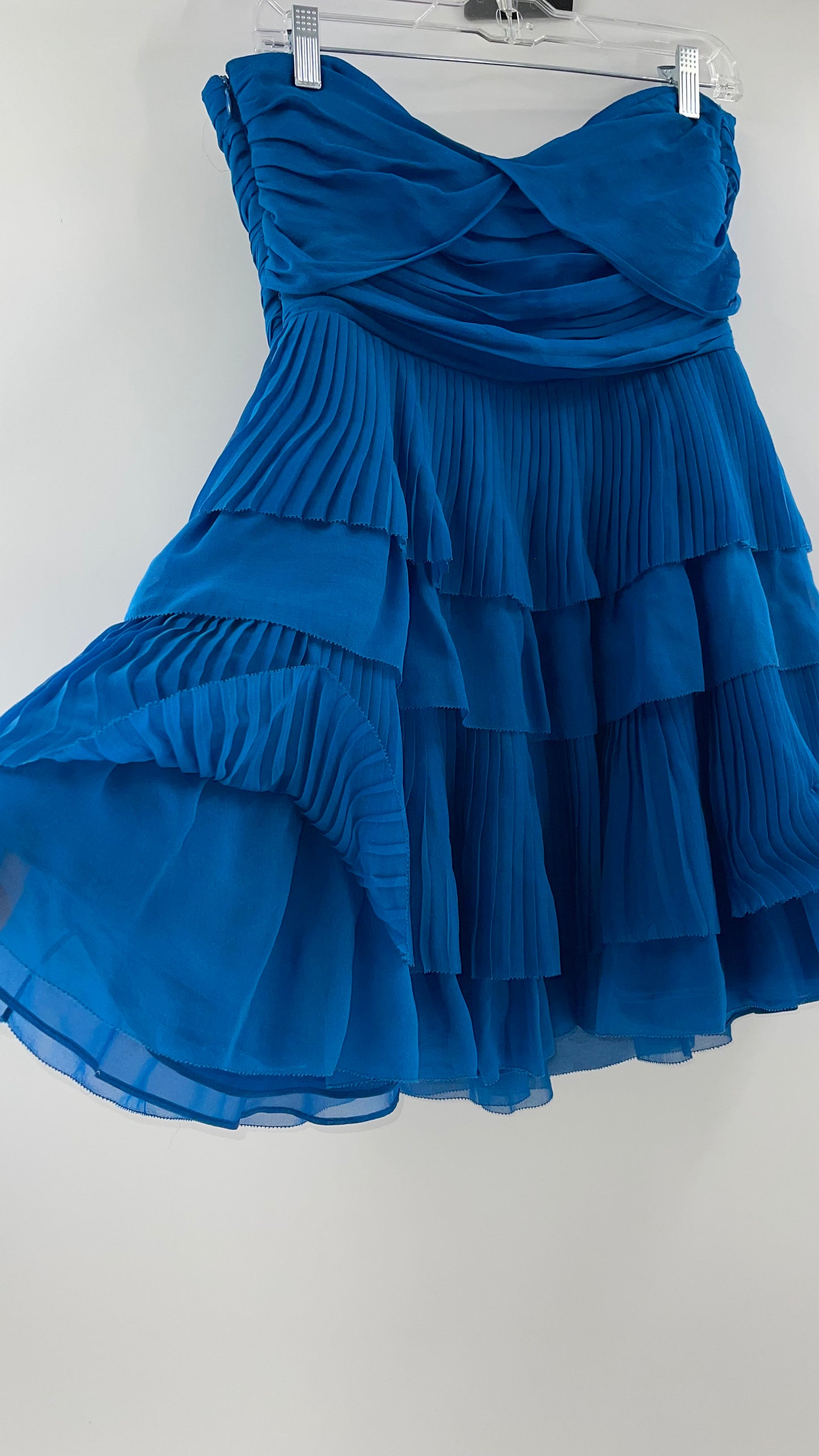 Diane Von Furstenburg 100% Silk Blue Ruffled Mini (10)