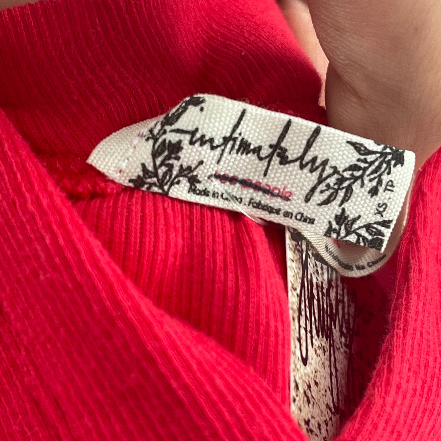 Intimately Free People “U” Shape Collar Red Bodysuit (Size XS)