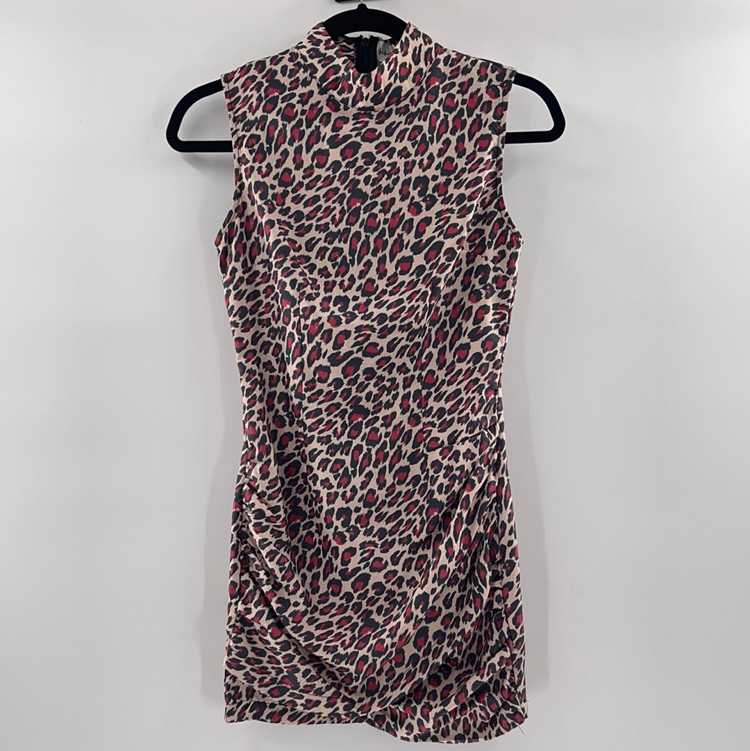 Lioness - Satin Cheetah Print Y2K Mini Dress (Size XS)
