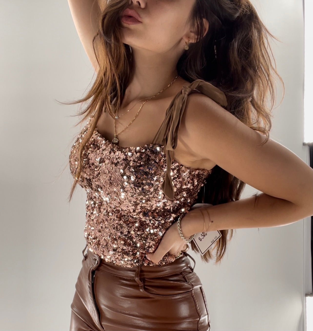 Intimately Free People brown sequin tank