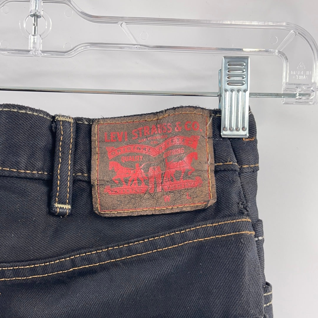 Levi Strauss Vintage Black Denim Distressed Hem Mini Skirt ( Size S)