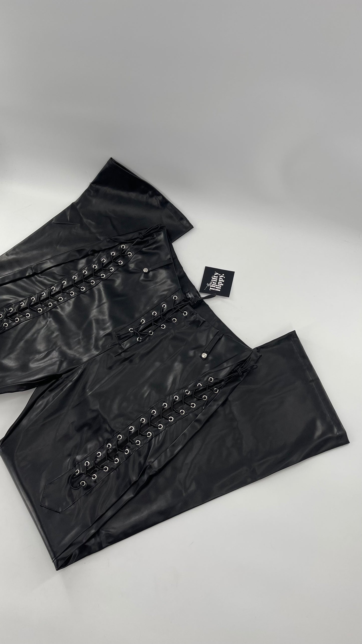 XXXiticat Faux Leather Straight Legs with Lace Up Details (XL)