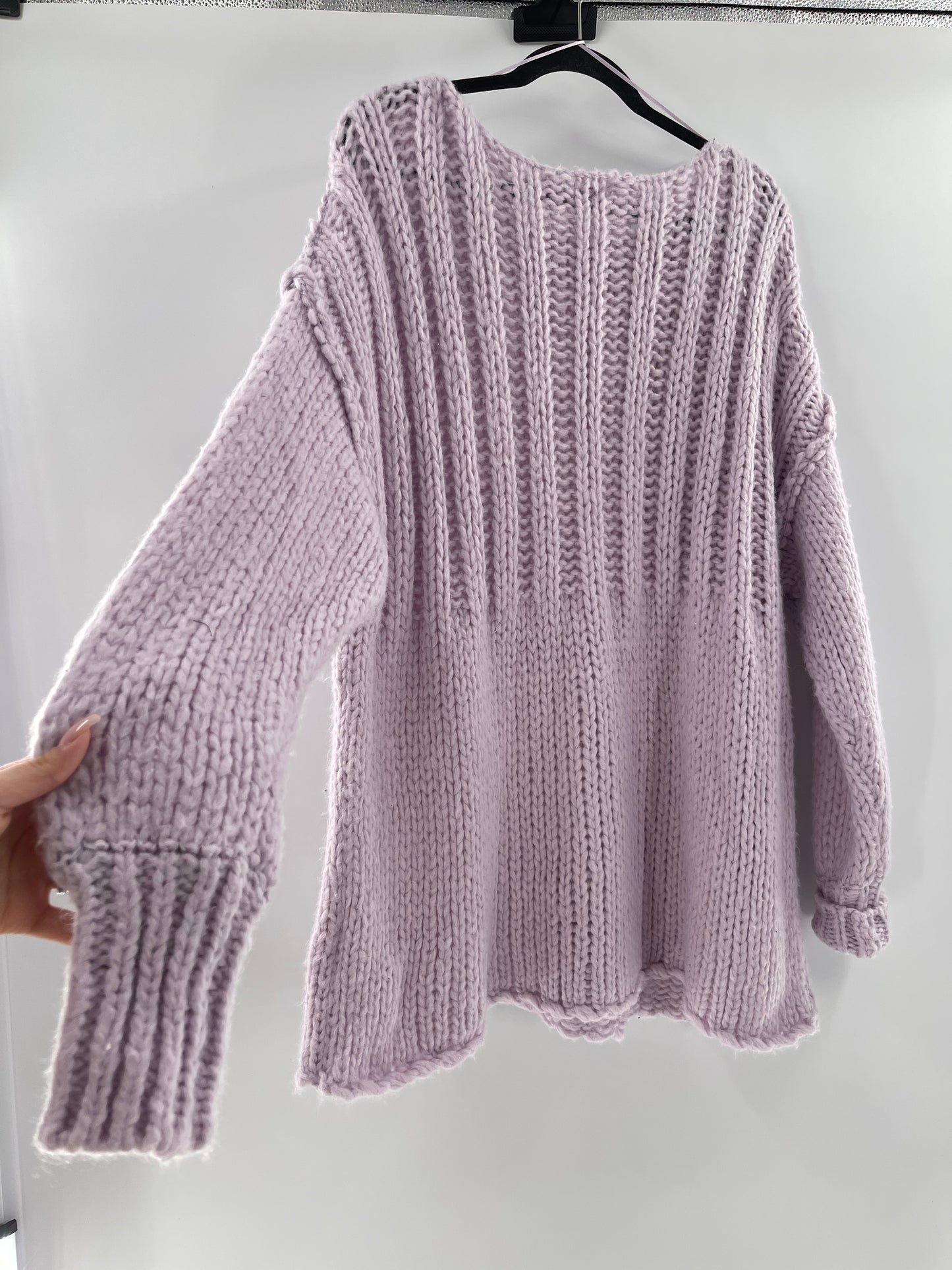 Free People Chunky Knit Lilac/Lavender Sweater (Medium)