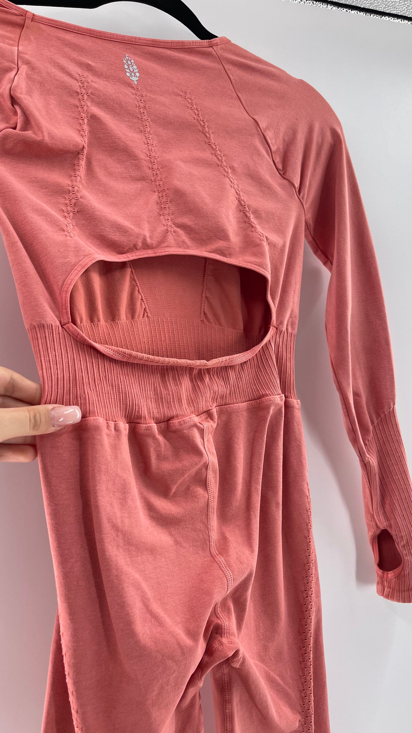 Free People Movement Pink Elastic Good Karma Jumpsuit (M/L)