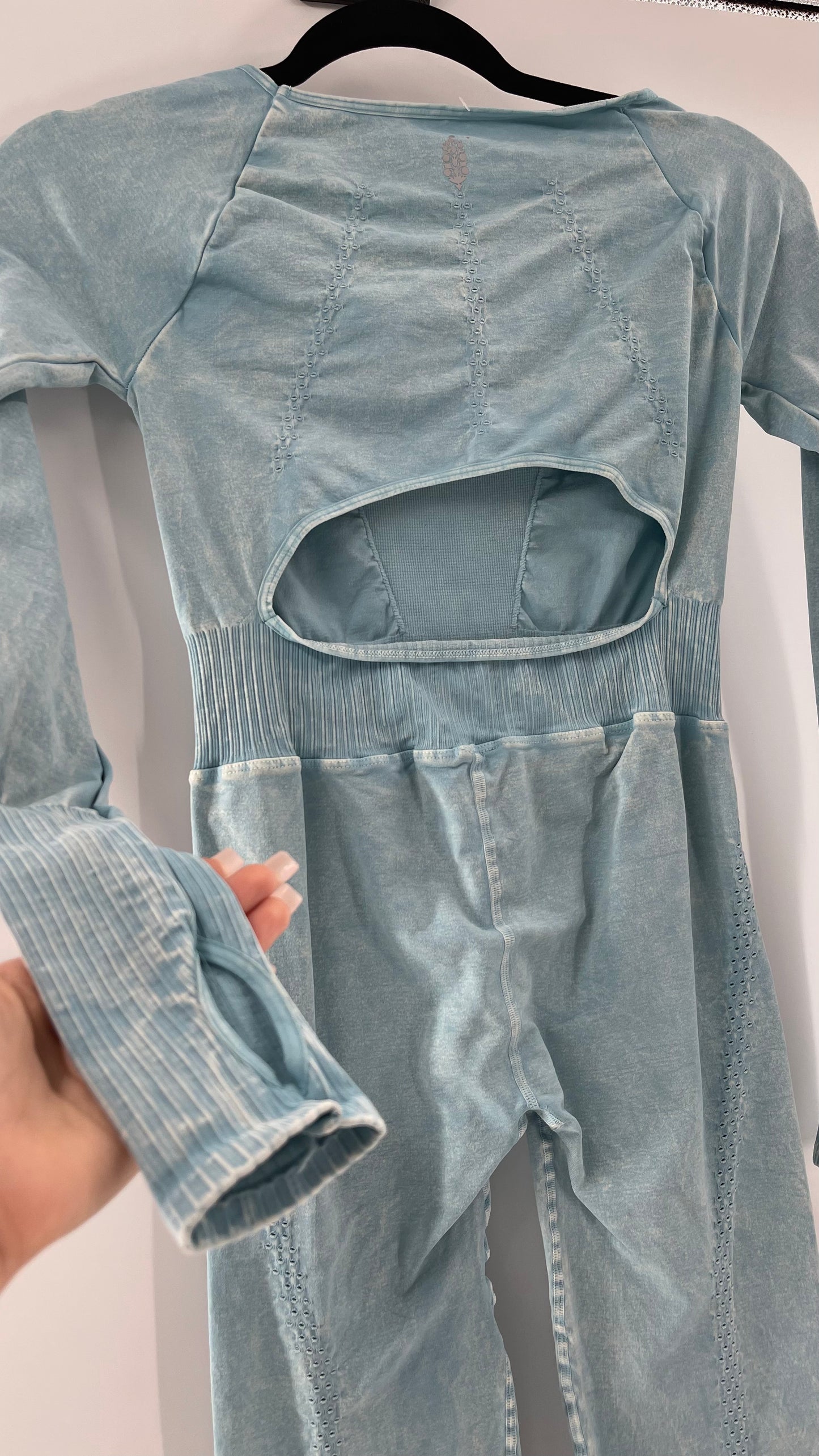 Free People Movement Baby Blue Elastic Good Karma Jumpsuit (M/L)