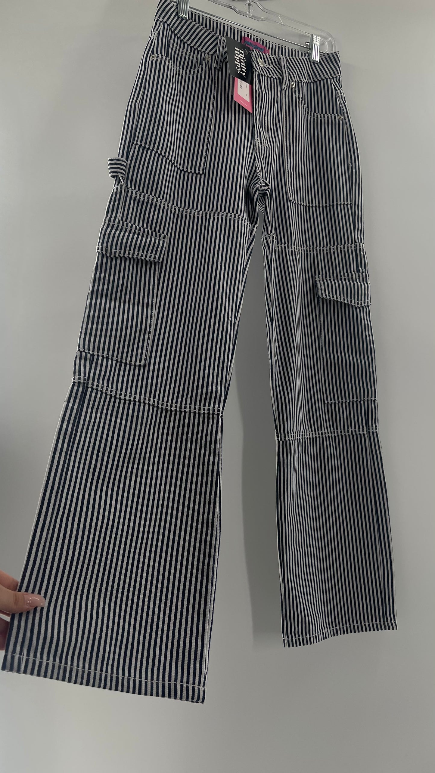 Edikted Stripe Out Cargos with Tags Attached (XS)