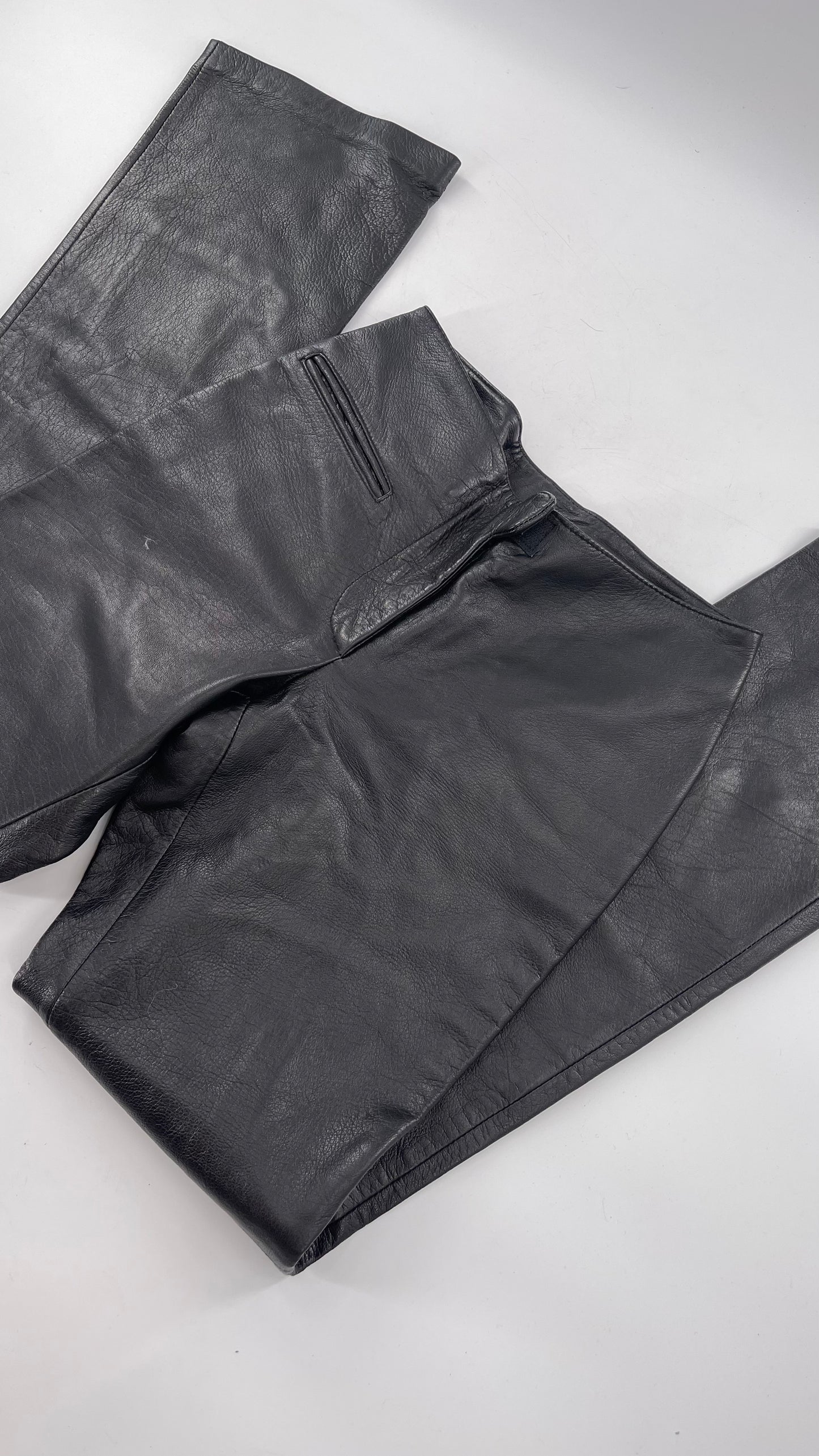 Vintage Márcia Italian Lamb Leather Kick Flare Trouser Pants (00)