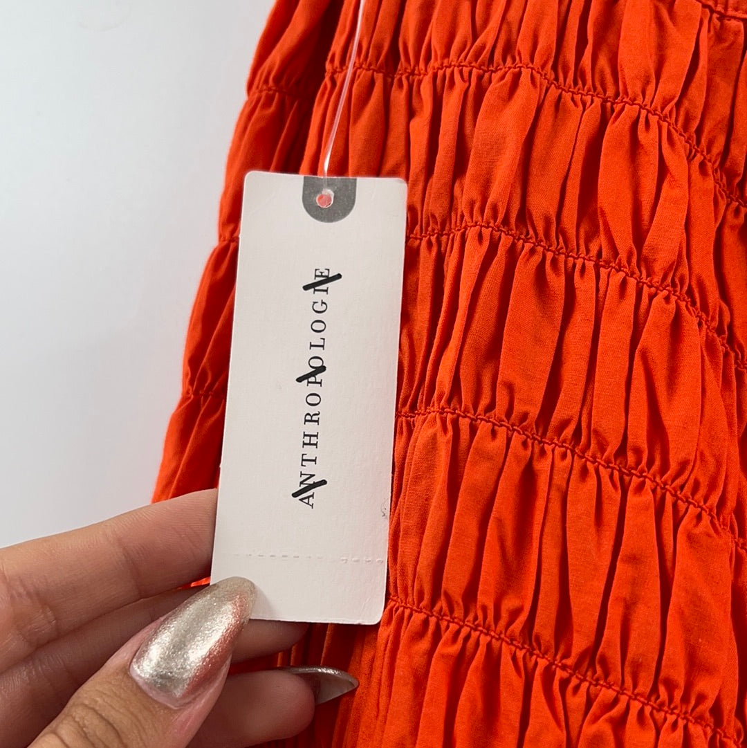Anthropologie - Orange/Mango Ribbed Ruffle Skirt (Size 6)