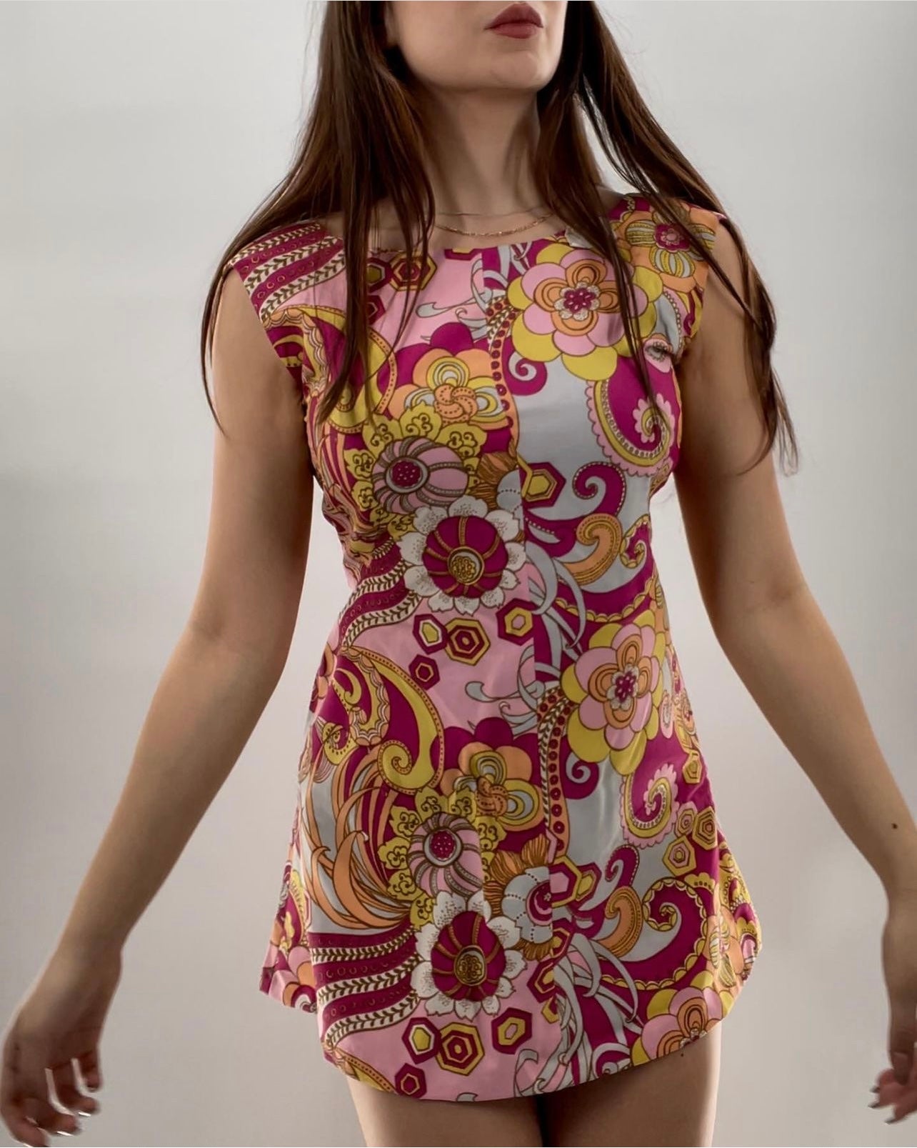 Vintage 1970s Handmade Tunic Mini Dress (Sz XS/S)