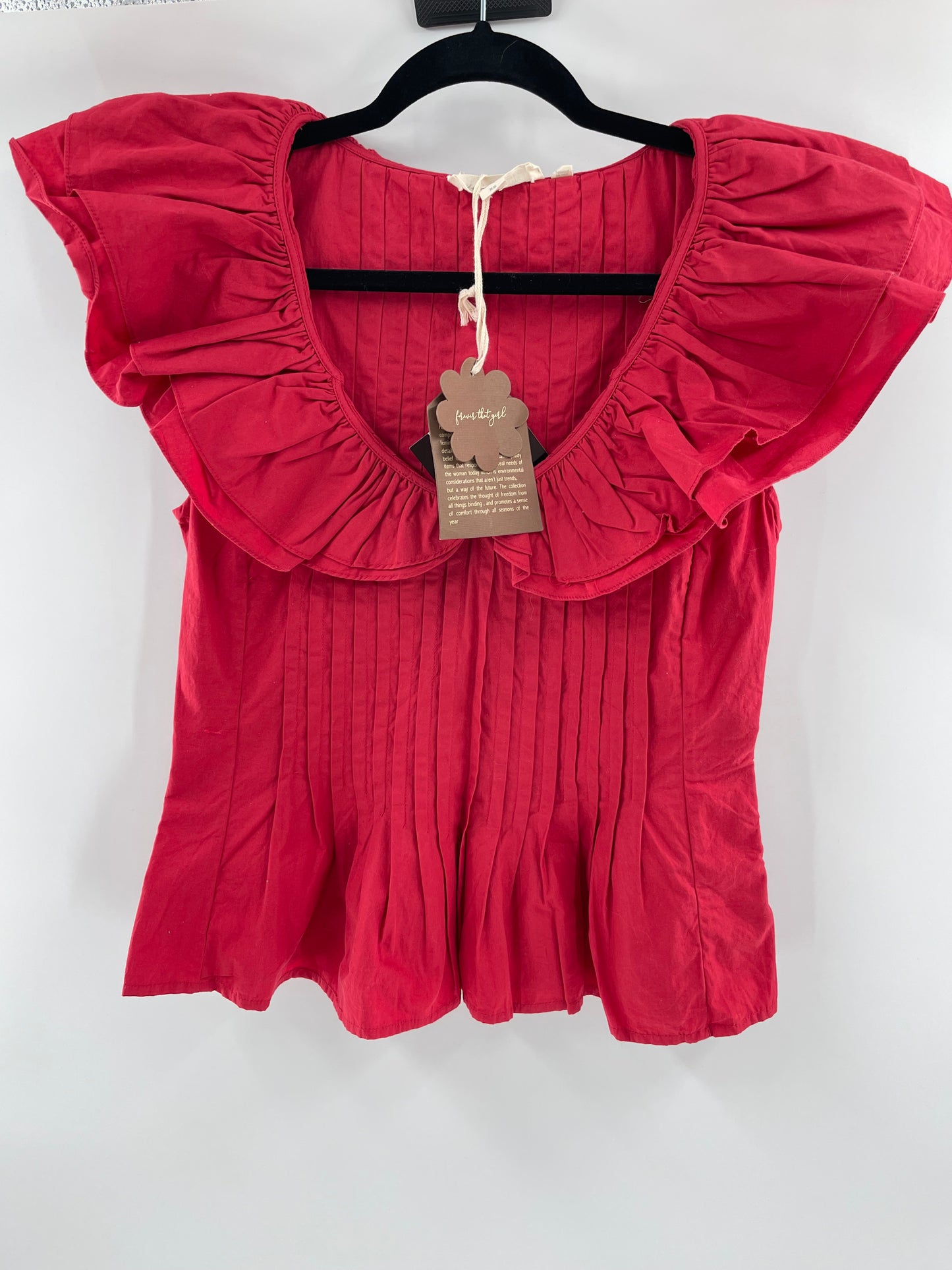 Anthropologie Forever that Girl Red Ruffle Pintuck Tank(XS)