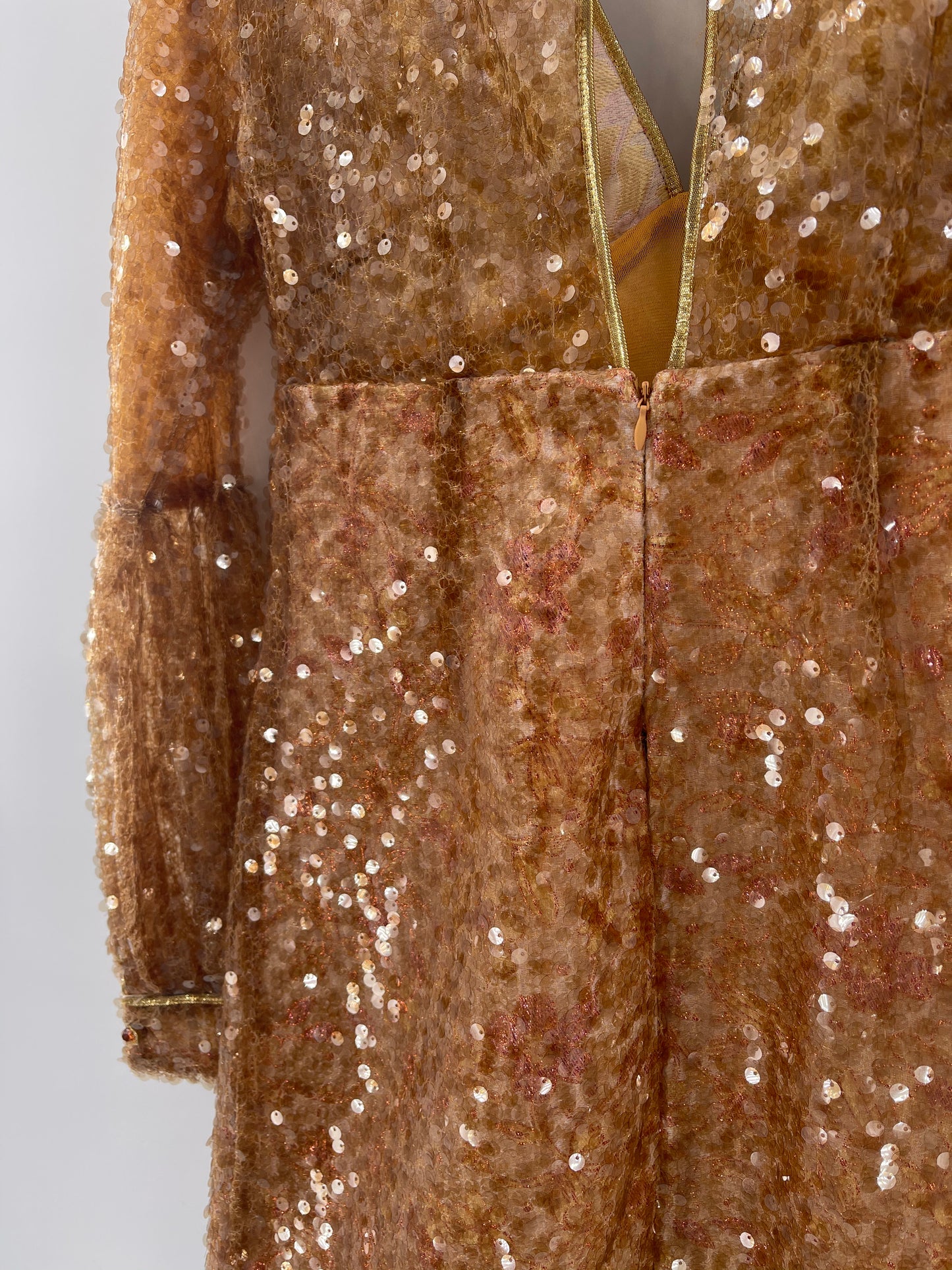 Free People Gold Sequin + Tapestry Dress (2)
