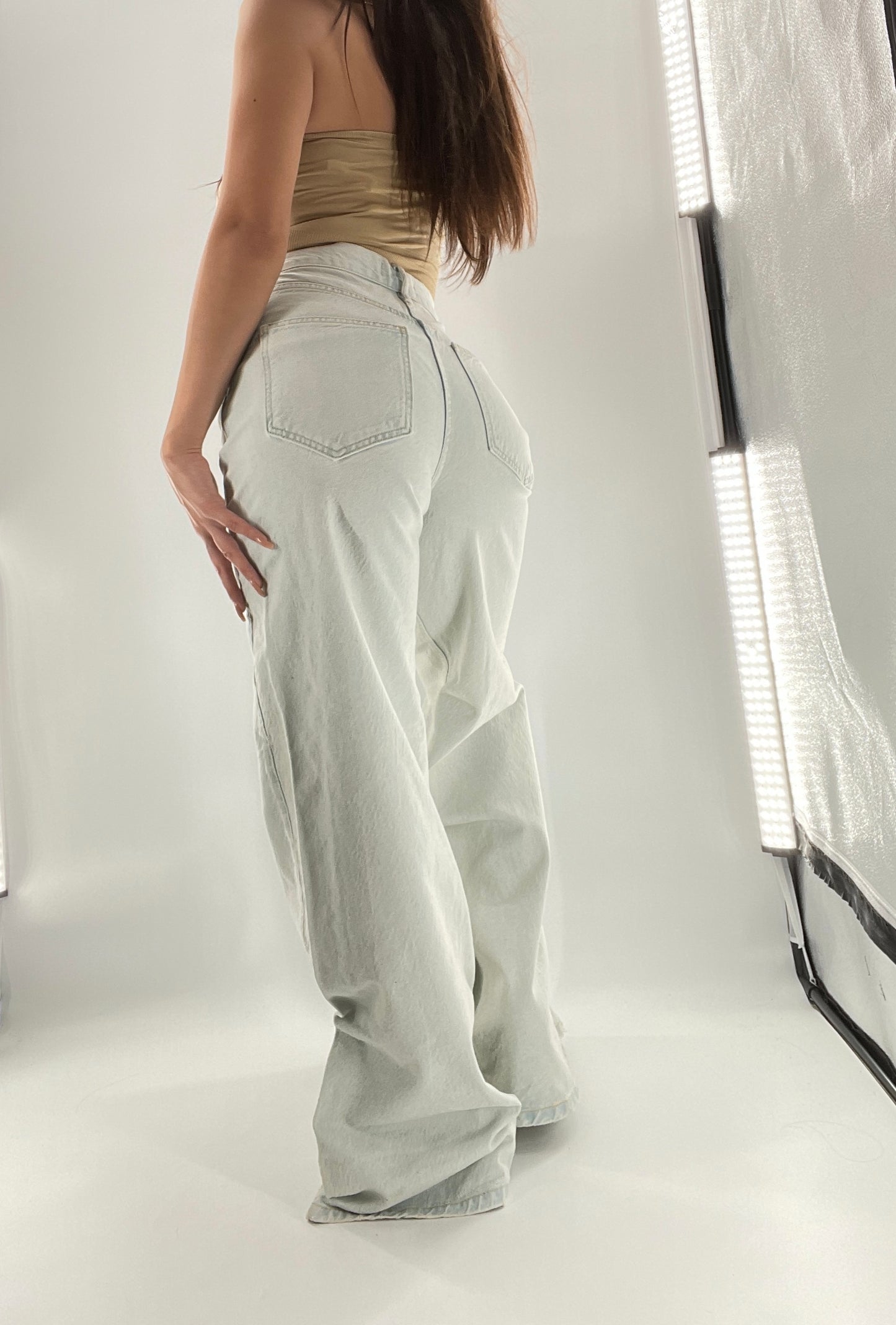 Free People Light Wash High Waist Wide Legs (27)