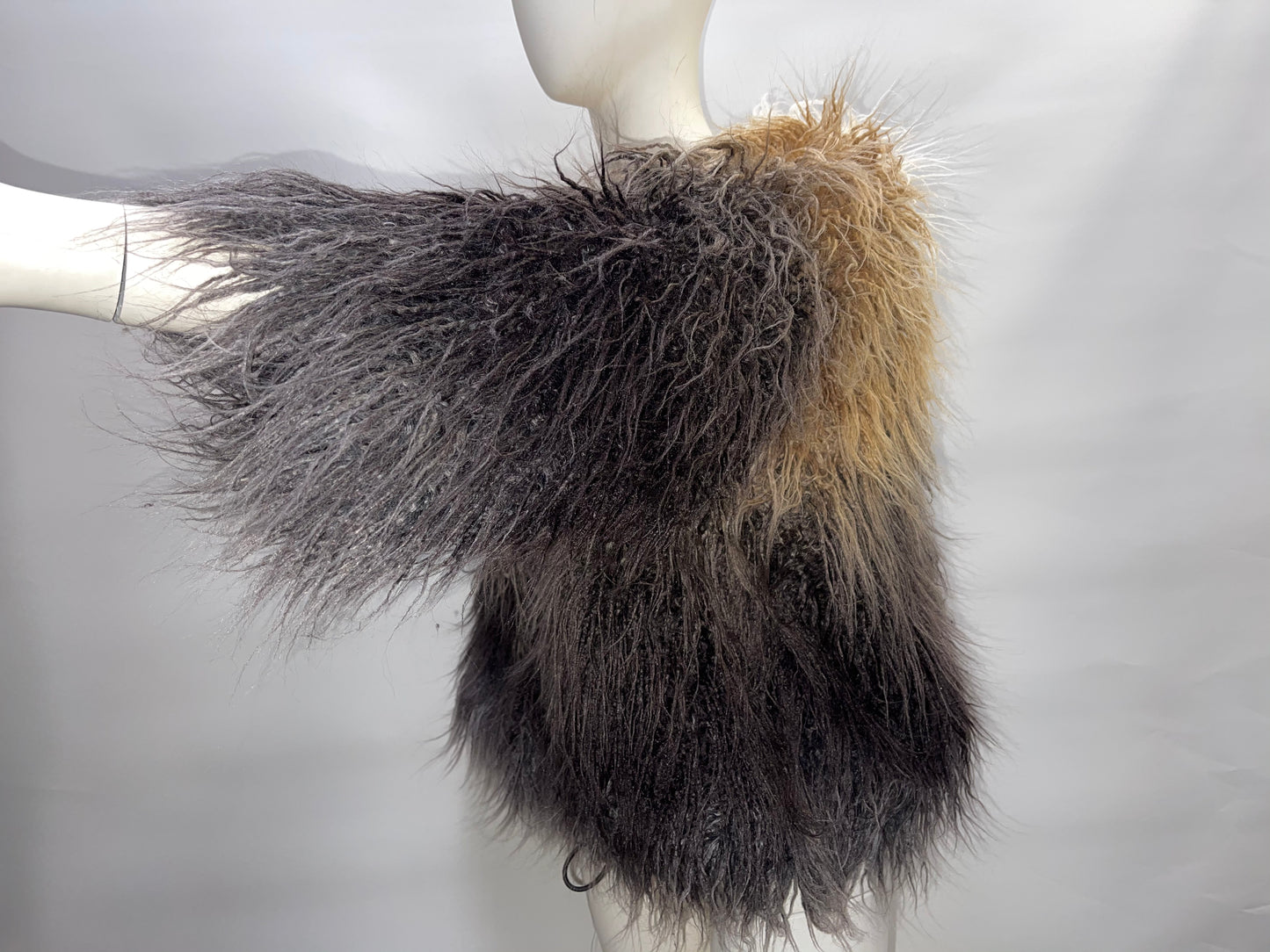 Free People One Terra Faux Fur Shaggy Ombre Coat Brow (Size M)
