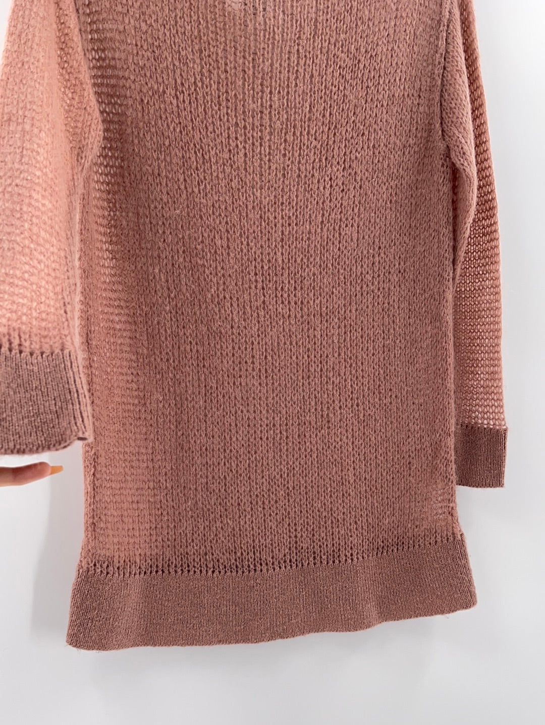 Free People Sheer Knit Off Dusty Pink Sweater (Size XS)