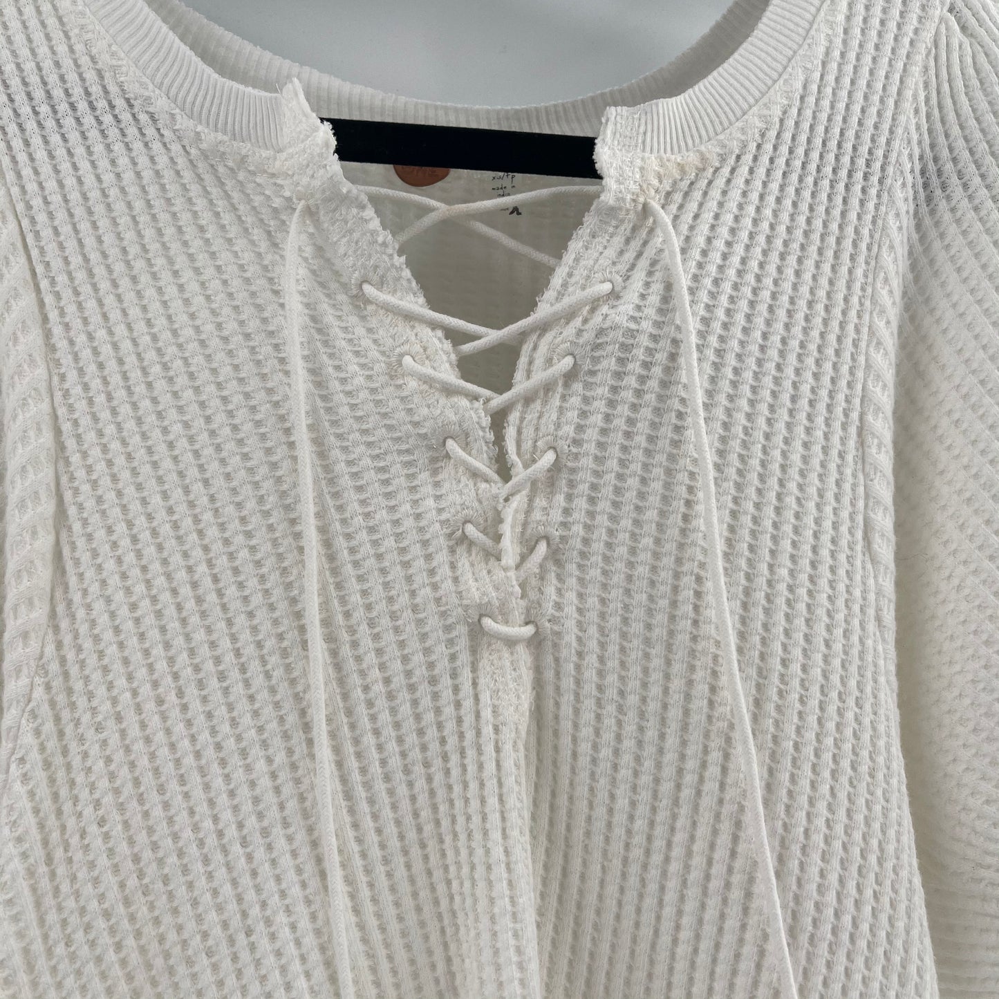 Free People White Lace Up Puff Sleeve (XS)