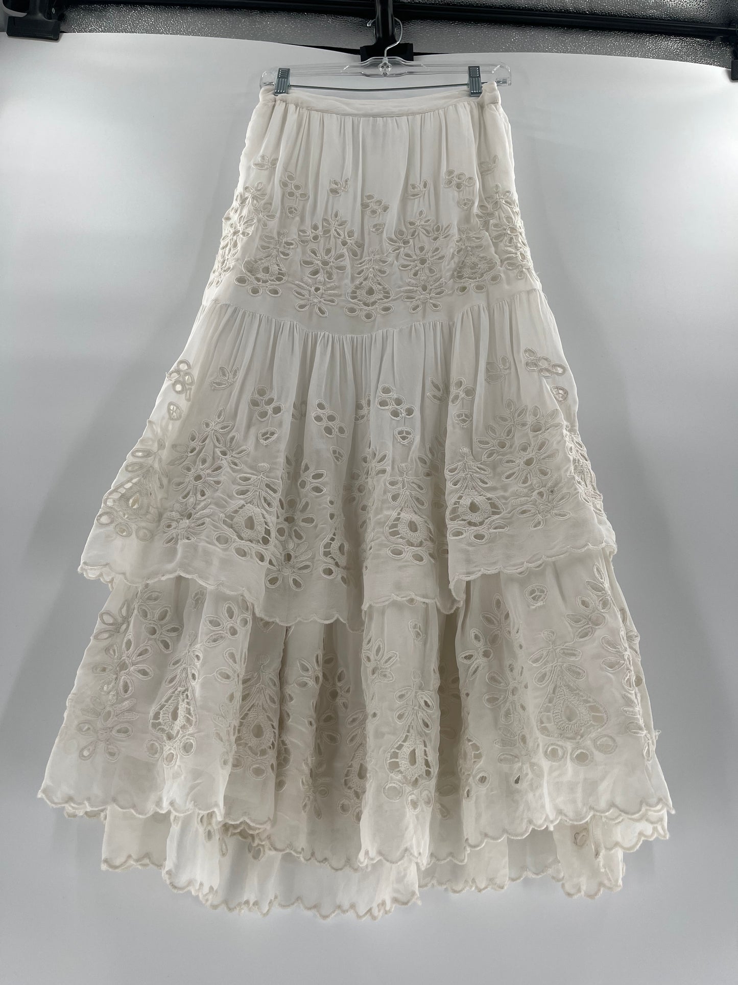 Free People Layered Eyelet Skirt (Size 4, UK 8)